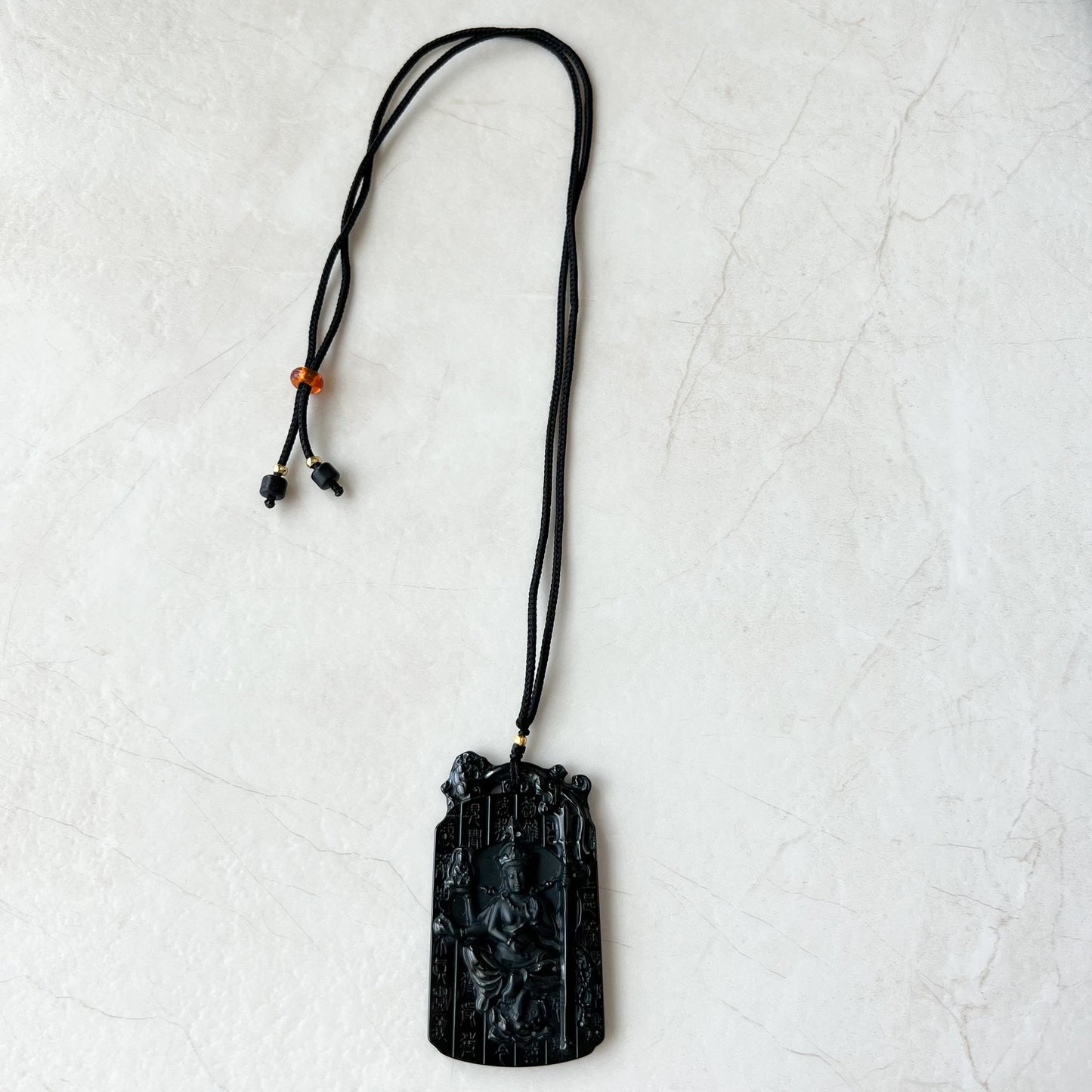 Kṣitigarbha Buddha, Di Zang Wang, 地藏王, Dia Tang, Jizo, Jadeite Jade Omphacite Carved Pendant Necklace, LGG-1221-1656346567 - AriaDesignCollection