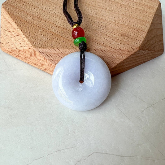 Purple Lavender Jadeite Jade Minimalist Dainty Donut Ping An Necklace, XNZ-1221-1657013900 - AriaDesignCollection