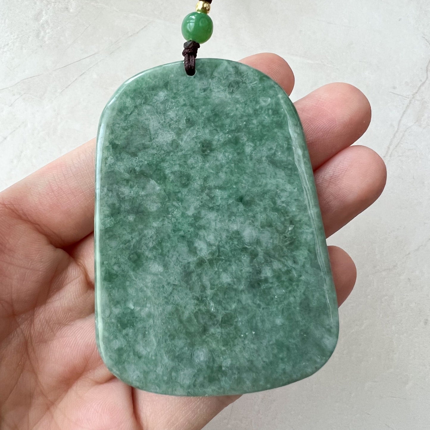 Jadeite Jade Landscape, Hawaiian style, Tree Mountain Forest River Scenery Hand Carved Pendant Necklace, YJ-0921-0108244 - AriaDesignCollection