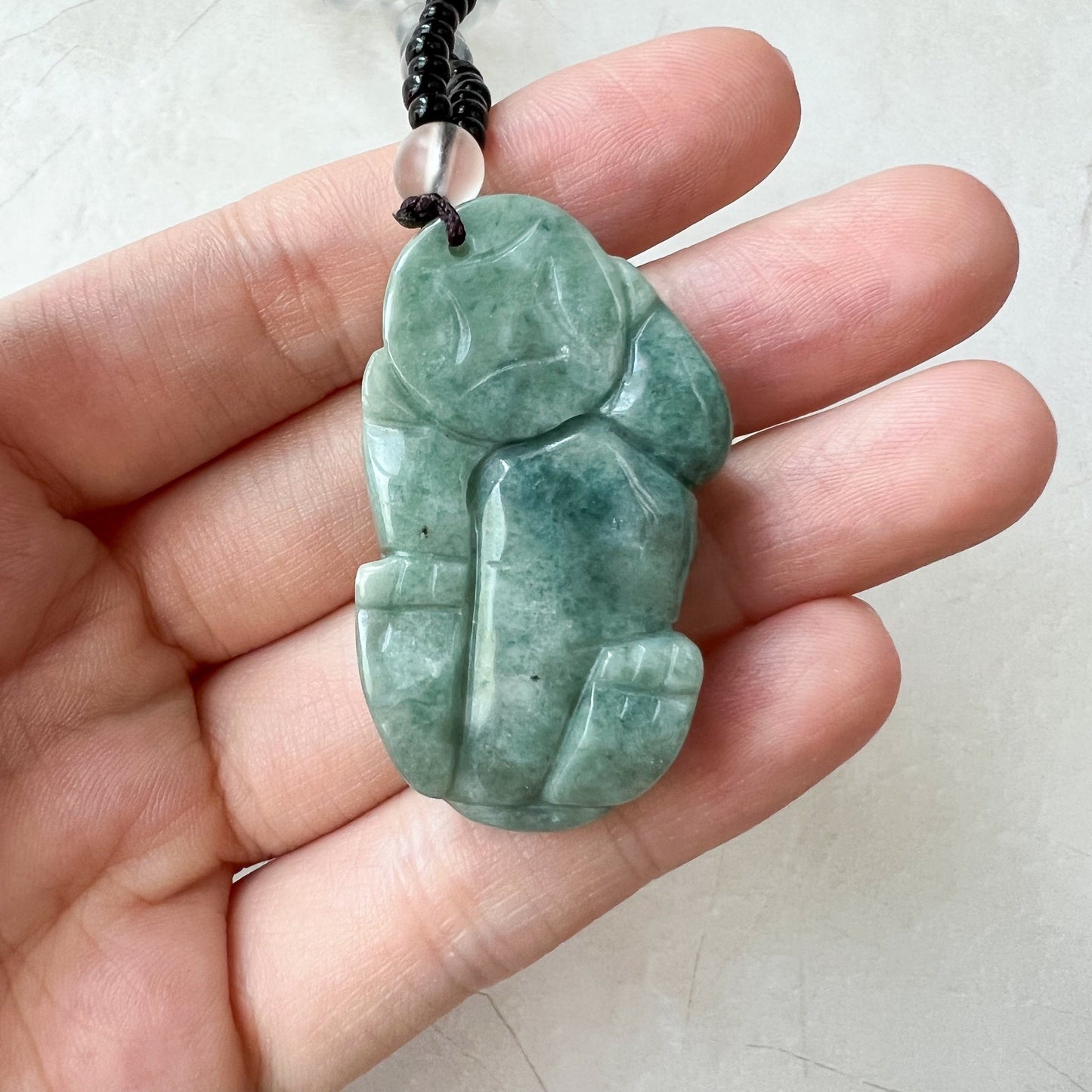 Green Jadeite Jade, Dragon Pixiu Pi Xiu, 貔貅, Left Side Pendant, Dragon Chinese Carved Pendant, YJ-0622-0362012-2 - AriaDesignCollection
