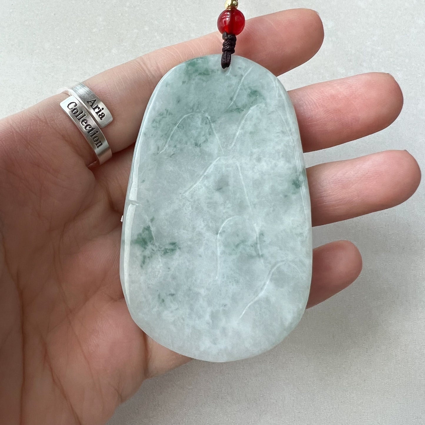White Jadeite Jade Guan Yu Guan Gong, 关公, Hand Carved Pendant Necklace, YJ-1221-0288600 - AriaDesignCollection