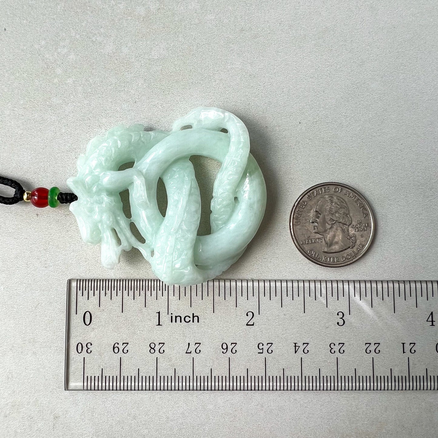 Large Jadeite Jade Dragon Pendant Necklace, Chinese Zodiac, Hand Carved, ZYF-0622-1657550375 - AriaDesignCollection