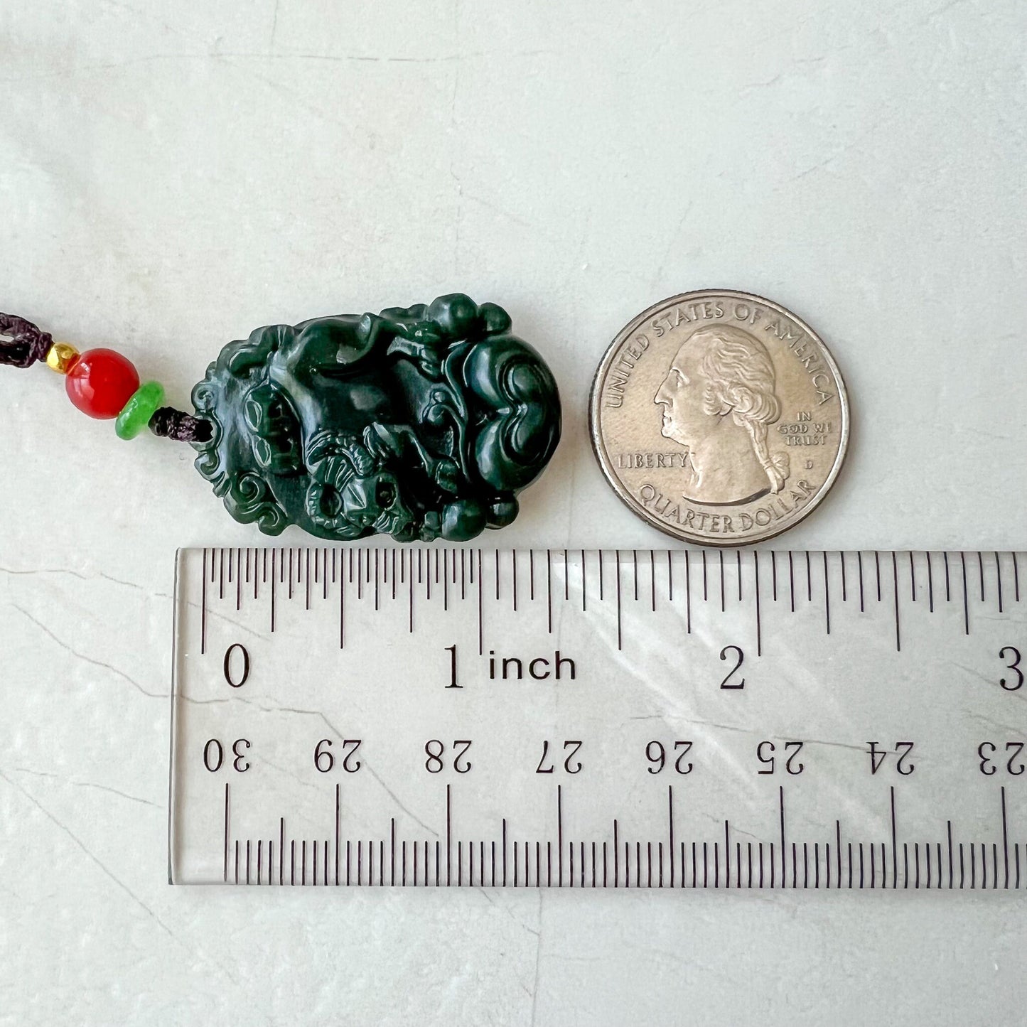 Dark Green Nephrite Jade Ox Bull Cow Chinese Zodiac Carved Necklace, RM-1221-1657819249 - AriaDesignCollection