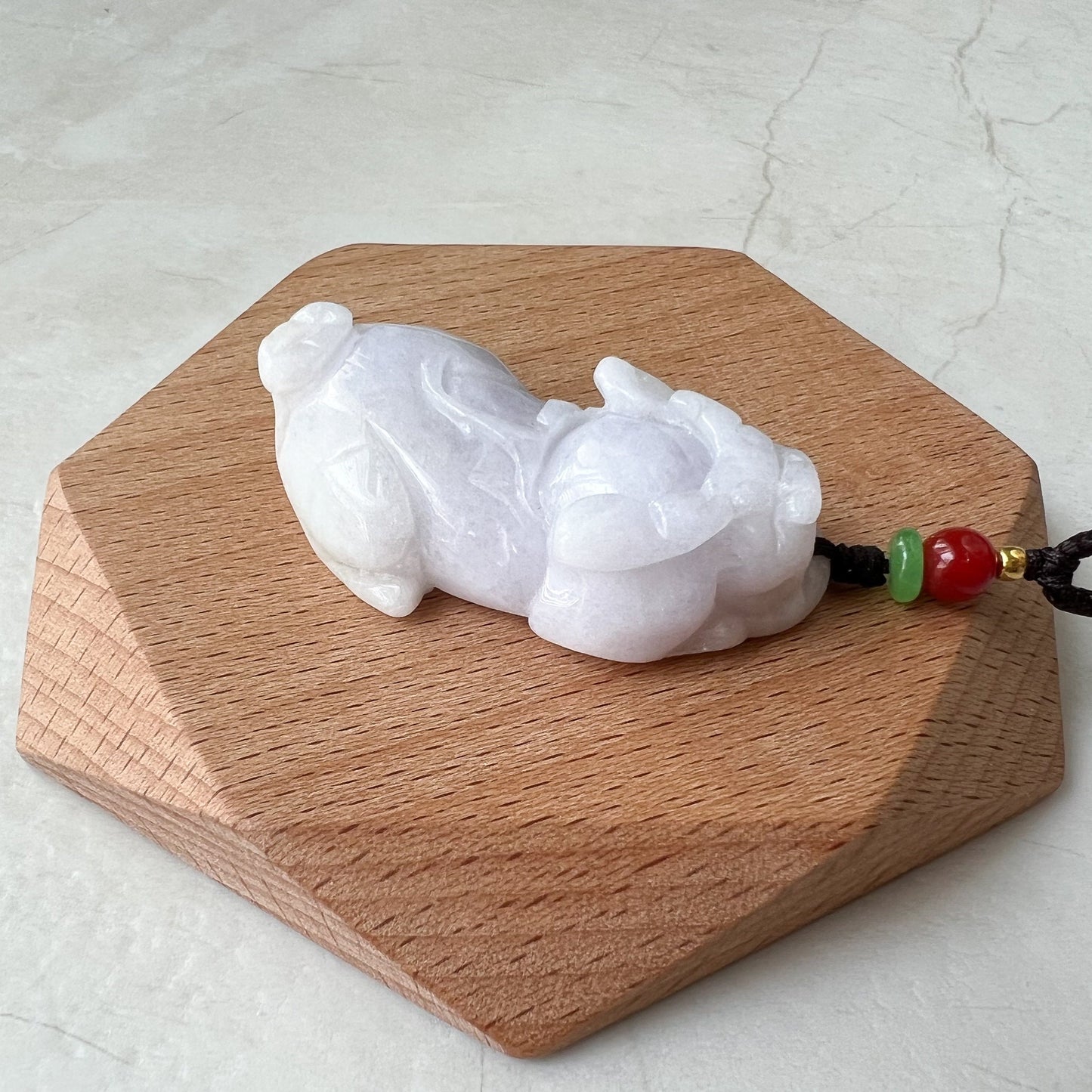 Large Light Purple Jadeite Jade, Pi Xiu, Pixiu, 貔貅 Dragon Lion Chinese Carved Pendant, YW-0110-1656192956 - AriaDesignCollection