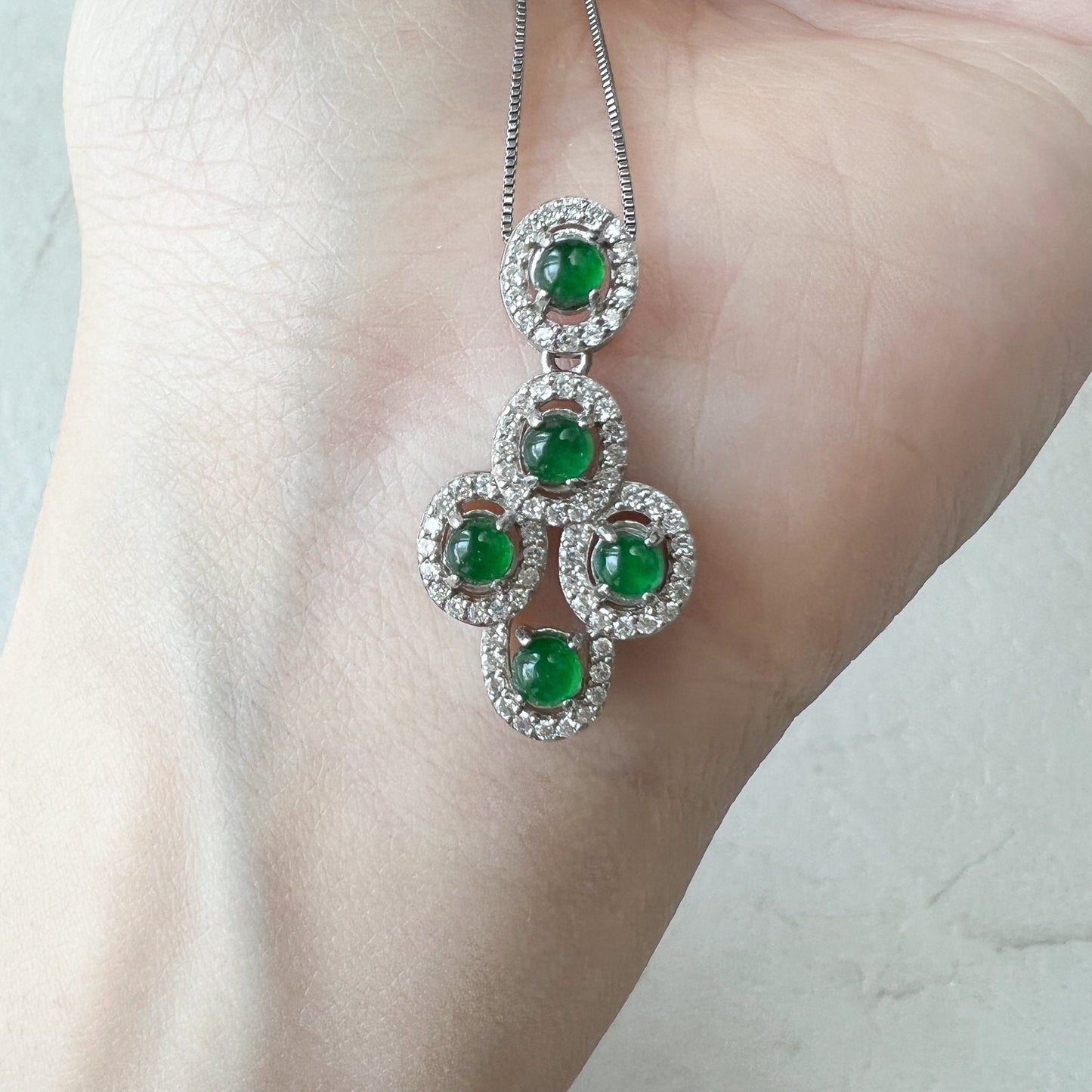 Green Jade Pendant, Jadeite Jade, Small Dainty, Sterling Silver Pendant Necklace, FDD4-1221-0021769 - AriaDesignCollection