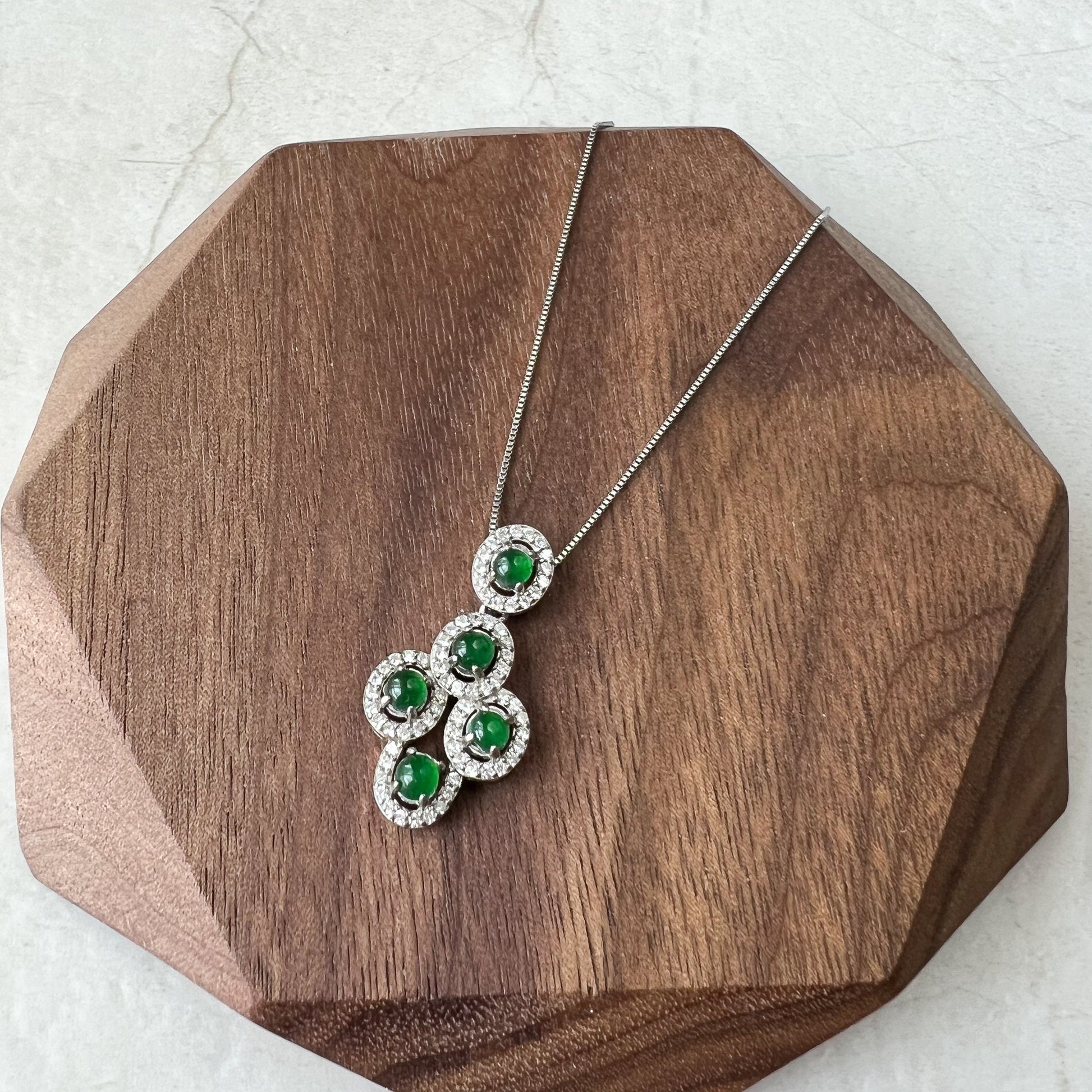 Green Jade Pendant, Jadeite Jade, Small Dainty, Sterling Silver Pendant Necklace, FDD4-1221-0021769 - AriaDesignCollection