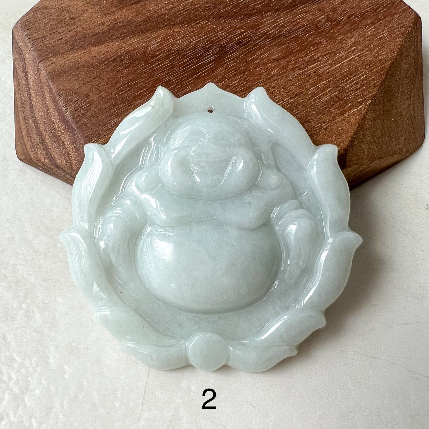 Jadeite Jade Happy Buddha Carved Jadeite Pendant, Budai, YJ-0322-0336515-2 - AriaDesignCollection