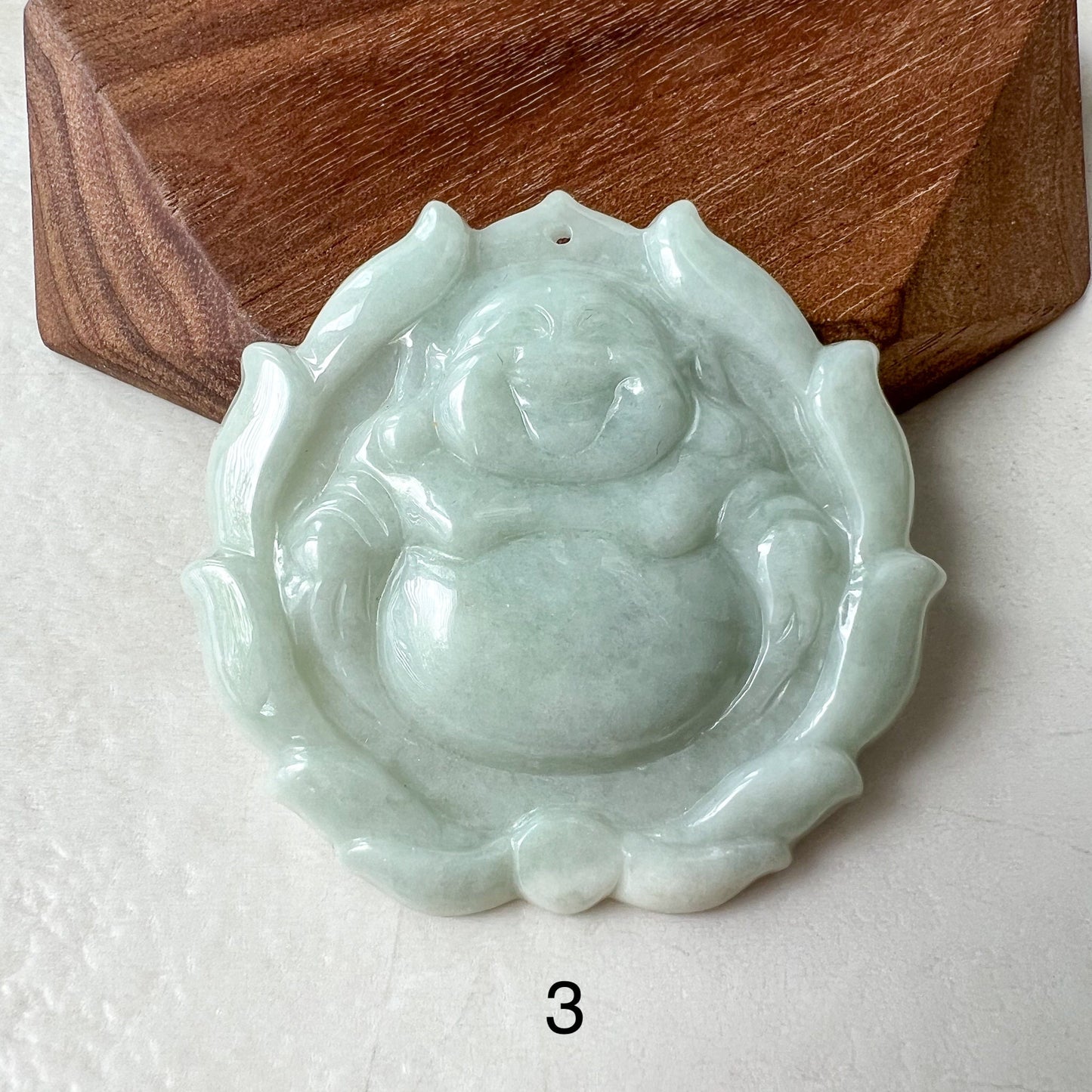 Jadeite Jade Happy Buddha Carved Jadeite Pendant, Budai, YJ-0322-0336515-2 - AriaDesignCollection