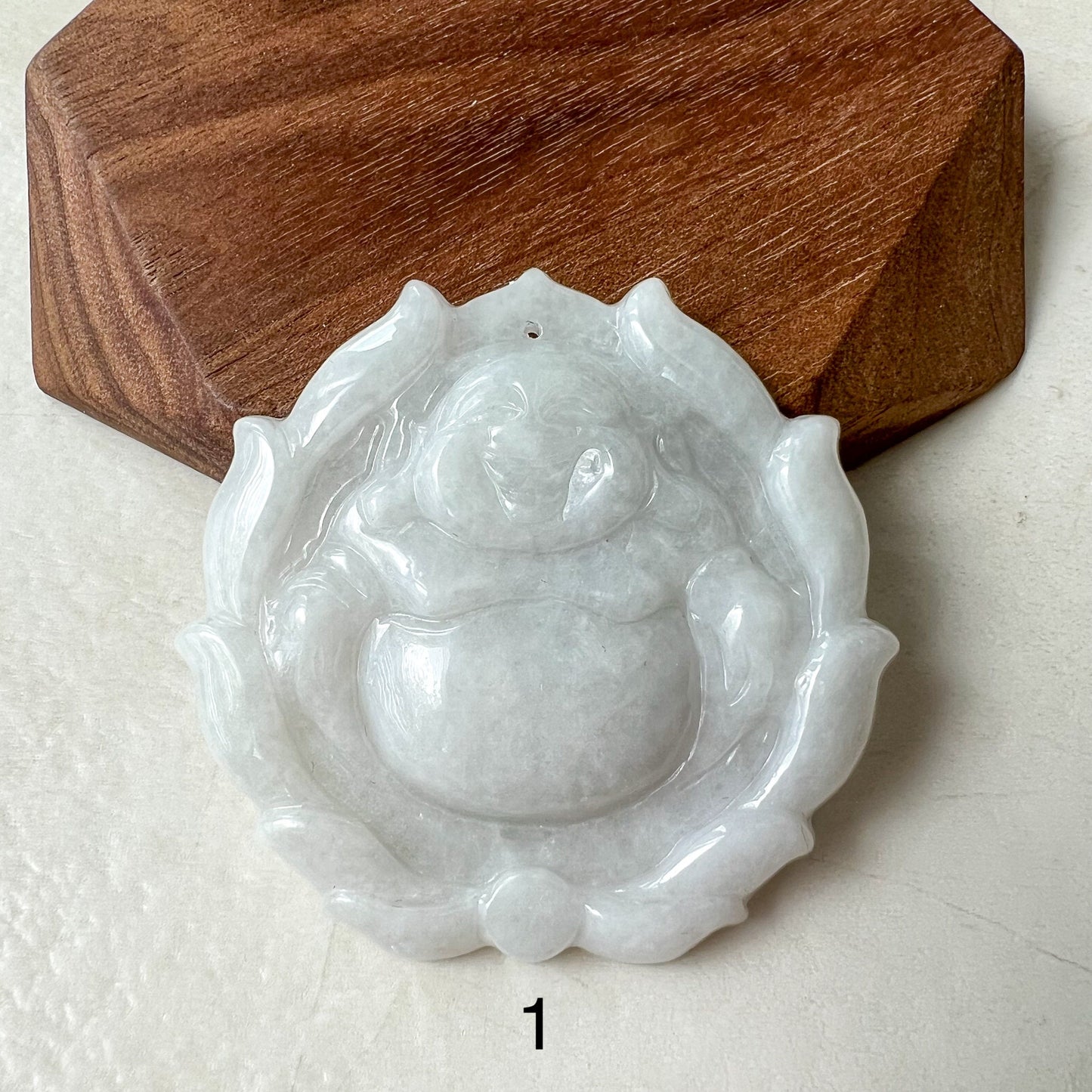 Jadeite Jade Happy Buddha Carved Jadeite Pendant, Budai, YJ-0322-0336515-2 - AriaDesignCollection