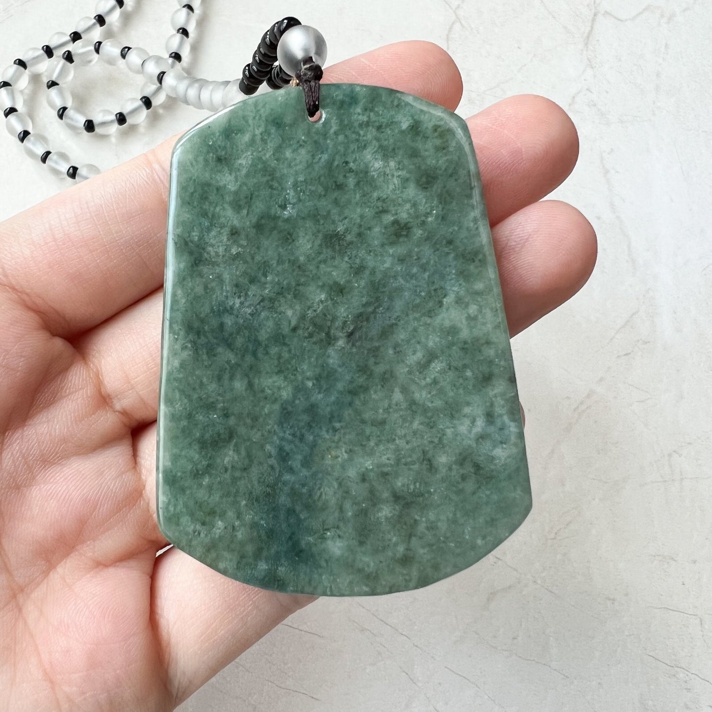 Jadeite Jade Landscape Tree Mountain Forest River Scenery Hand Carved Pendant Necklace, YJ-0921-0114512 - AriaDesignCollection