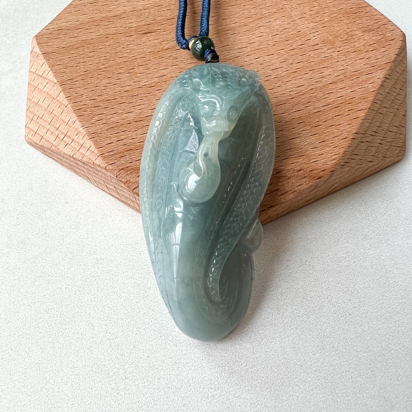 Jadeite Jade Snake Chinese Zodiac Carved Pendant Necklace, YJ-0622-0244647 - AriaDesignCollection