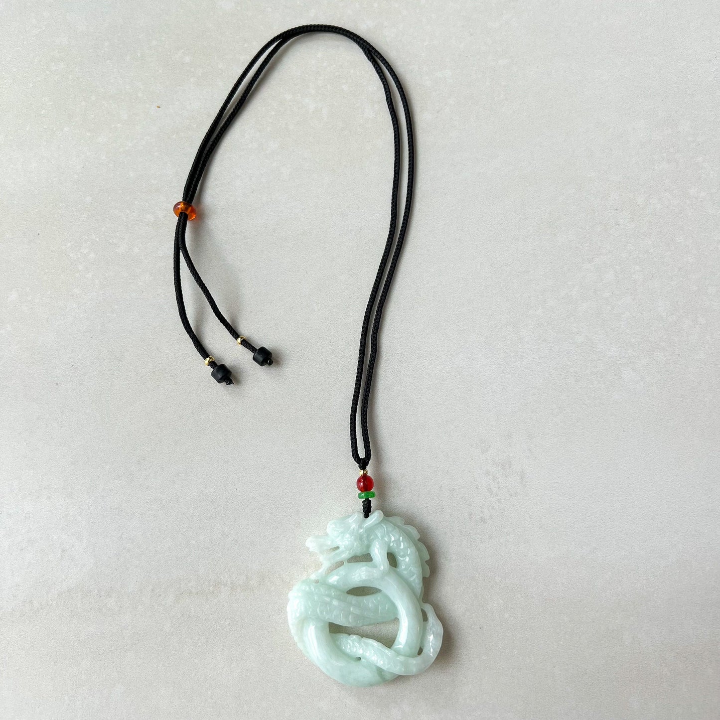 Large Jadeite Jade Dragon Pendant Necklace, Chinese Zodiac, Hand Carved, ZYF-0622-1657550375 - AriaDesignCollection