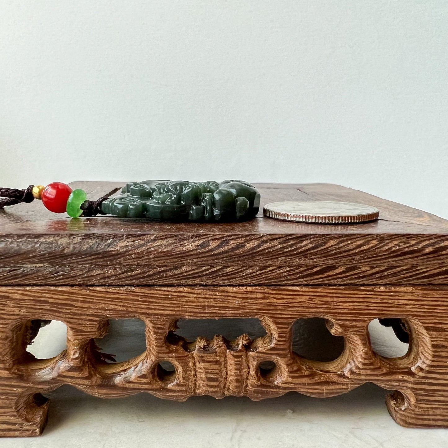 Dark Green Nephrite Jade Ox Bull Cow Chinese Zodiac Carved Necklace, RM-1221-1657819249 - AriaDesignCollection