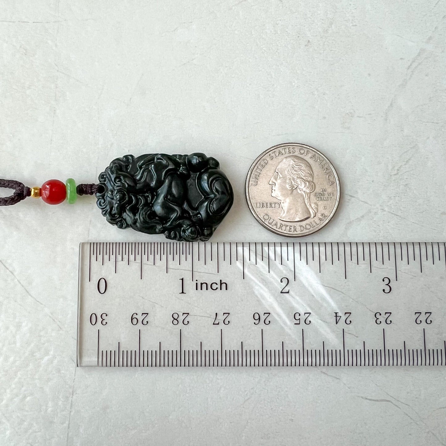 Dark Green Horse Nephrite Jade Chinese Zodiac Carved Pendant Necklace, RM-1221-1657826668 - AriaDesignCollection
