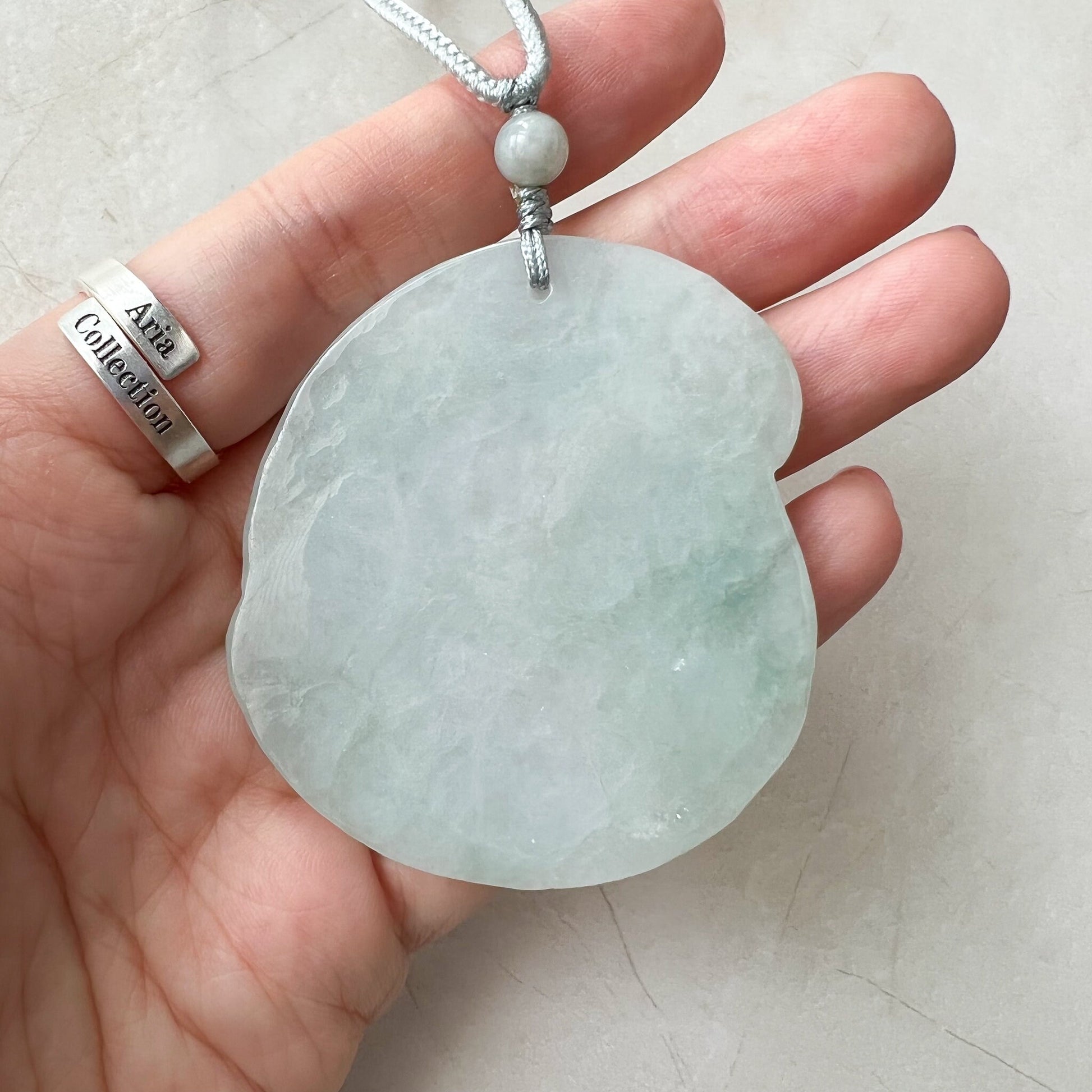 Jadeite Jade Deer in Forest Hand Carved Pendant Necklace, YJ-0622-0426838 - AriaDesignCollection