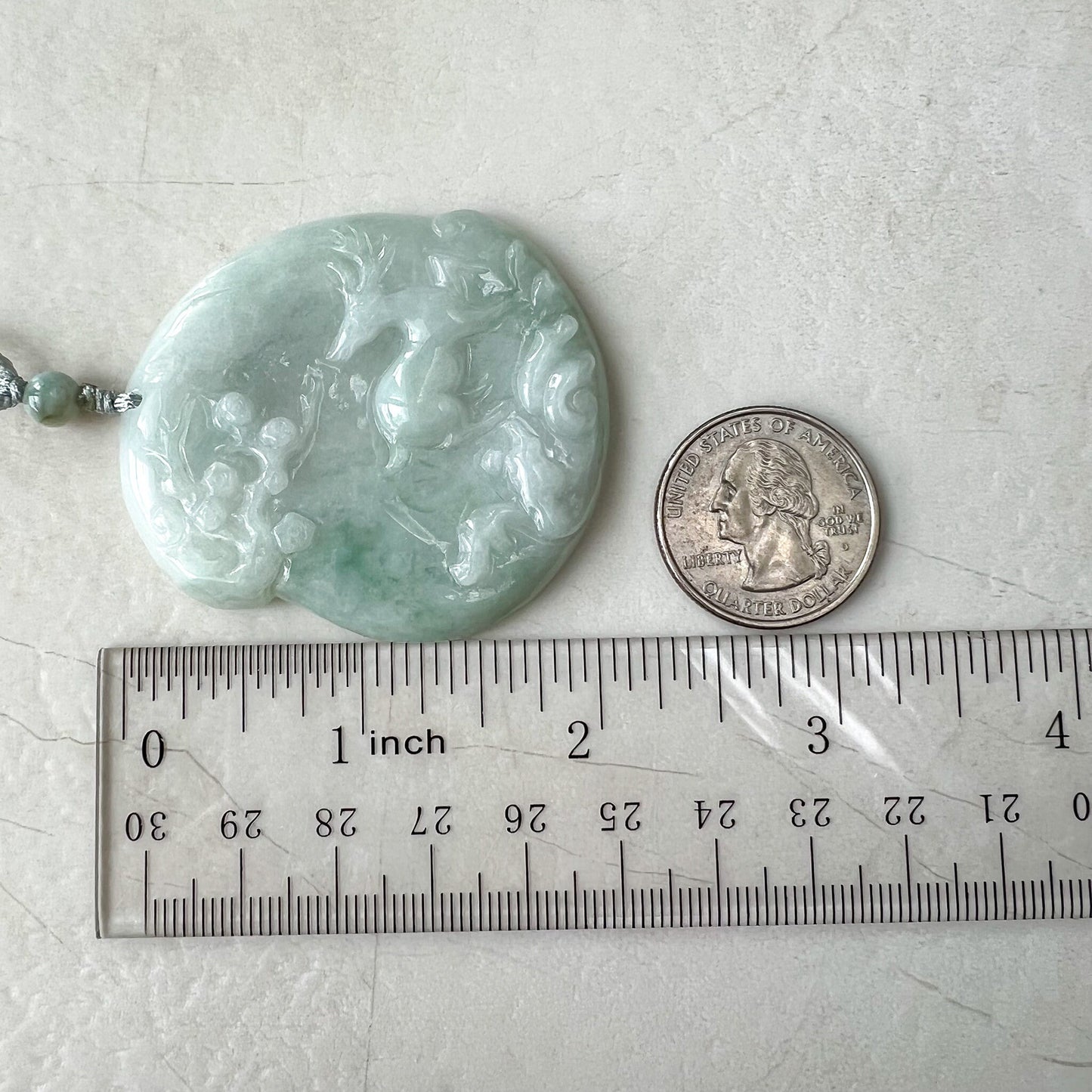 Jadeite Jade Deer in Forest Hand Carved Pendant Necklace, YJ-0622-0426838 - AriaDesignCollection