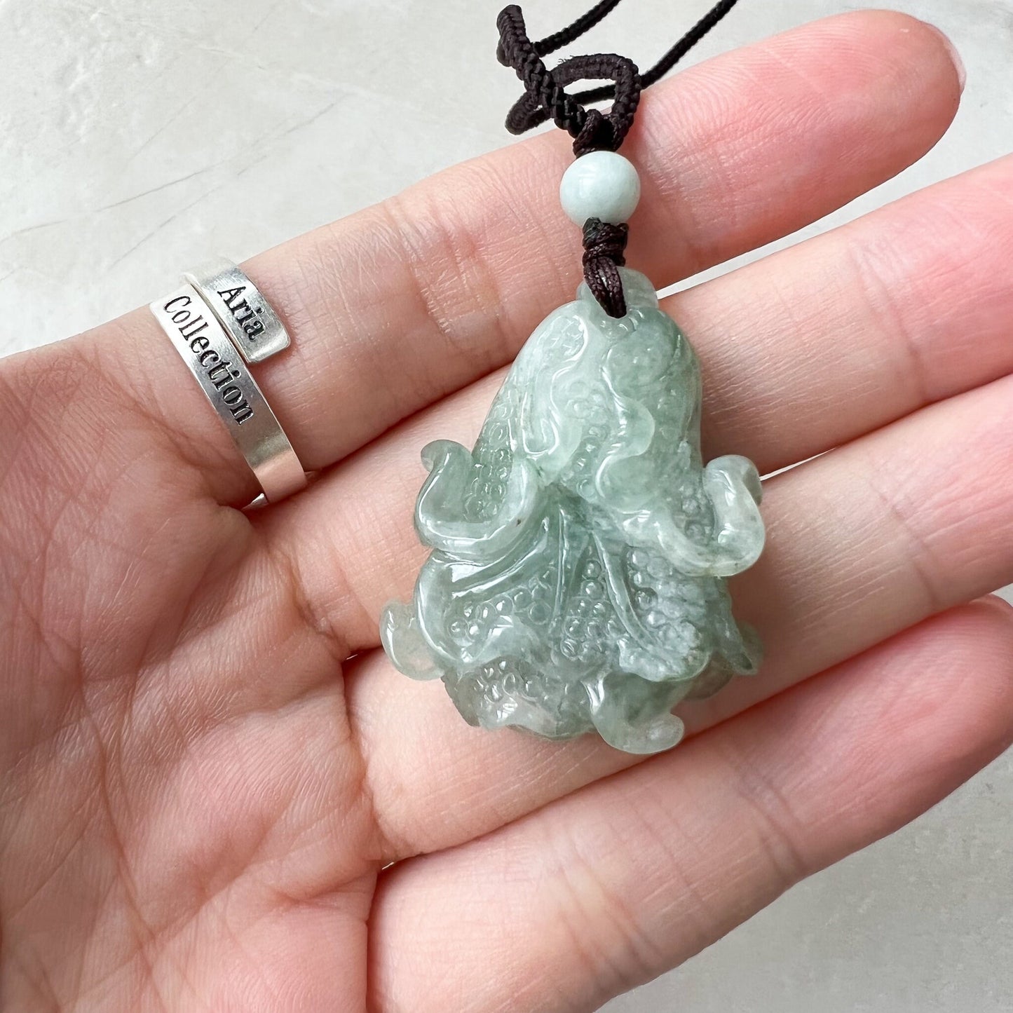 Jadeite Jade Green Cabbage Necklace, Jade Pendant, Jade Necklace, Feng Shui Necklace, YJ-0622-0410950-2 - AriaDesignCollection