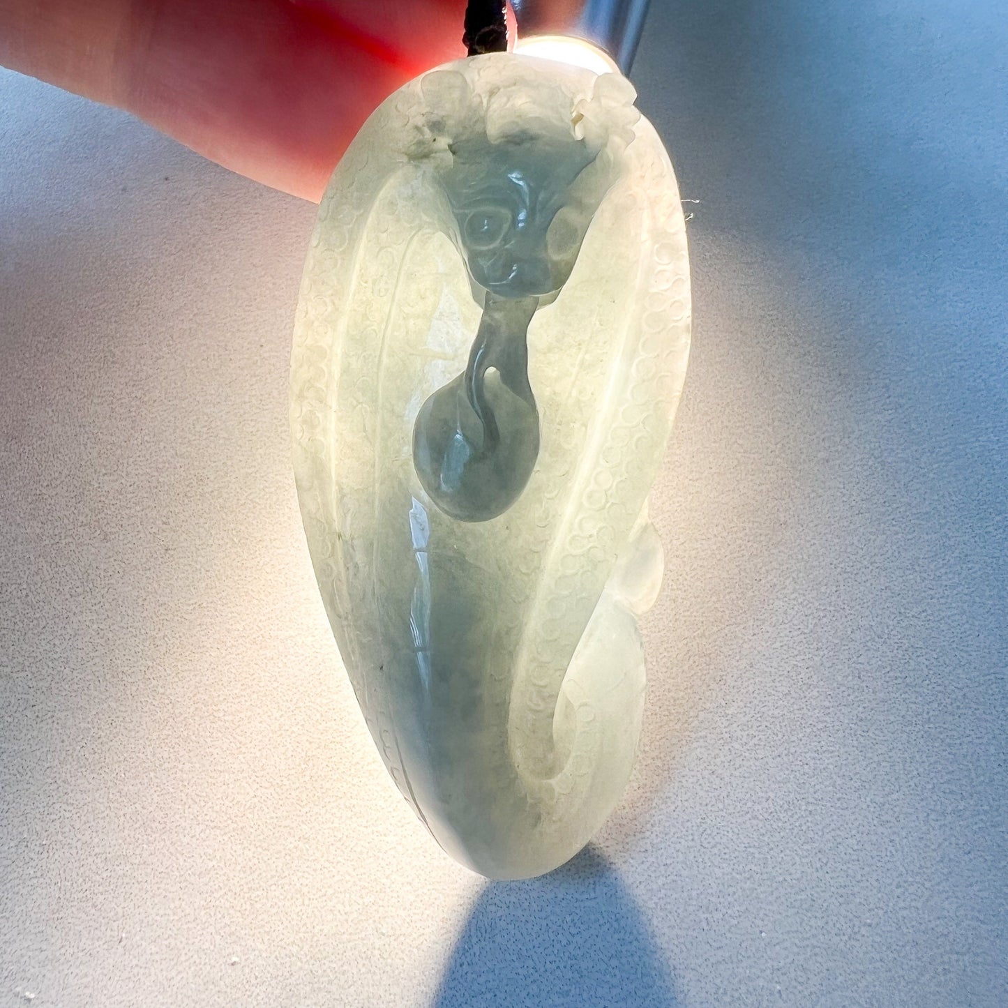 Jadeite Jade Snake Chinese Zodiac Carved Pendant Necklace, YJ-0622-0244647 - AriaDesignCollection