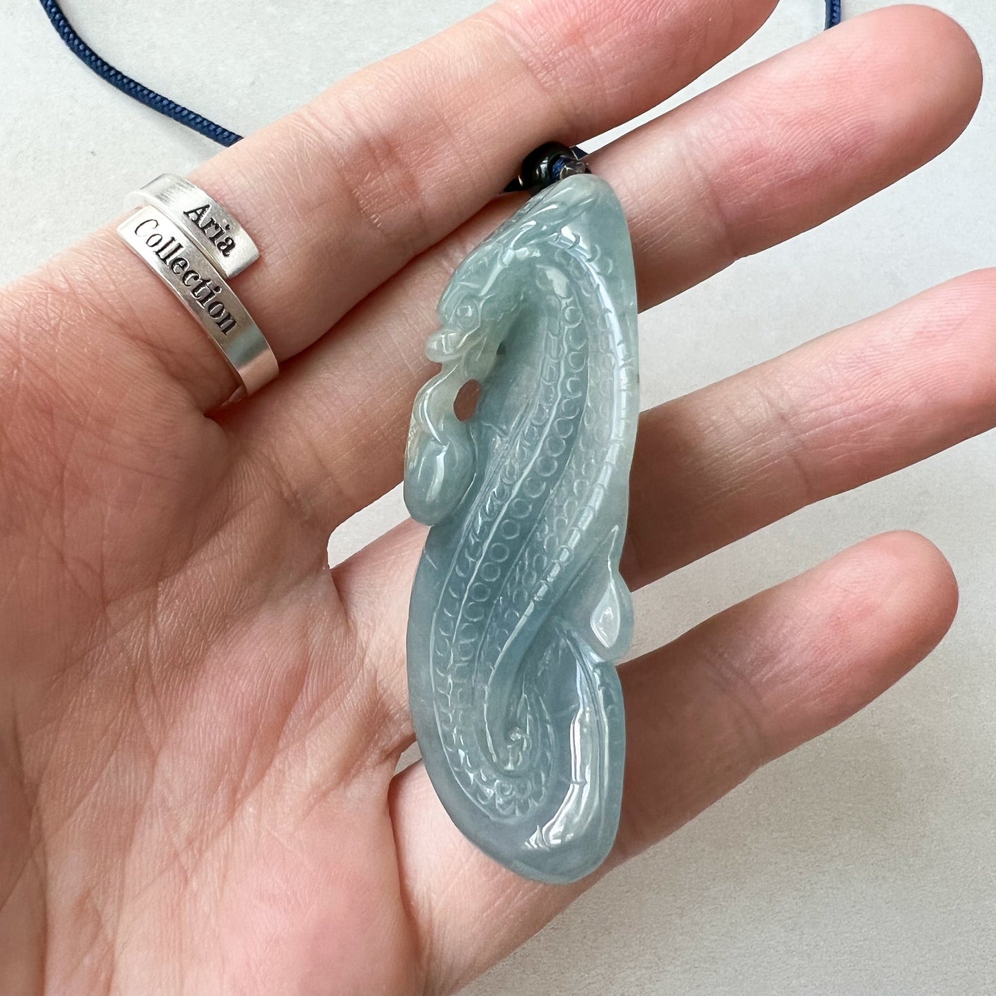 Jadeite Jade Snake Chinese Zodiac Carved Pendant Necklace, YJ-0622-0244647 - AriaDesignCollection