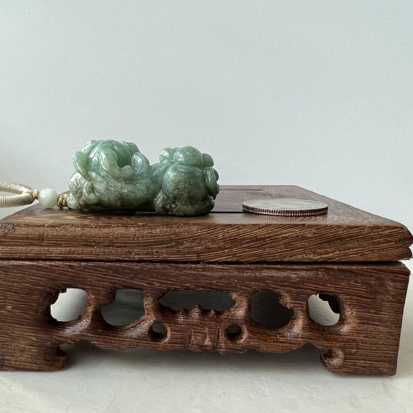 Green Jadeite Jade, Dragon Pixiu Pi Xiu, 貔貅, Dragon Chinese Carved Pendant, YJ-0322-0409131 - AriaDesignCollection