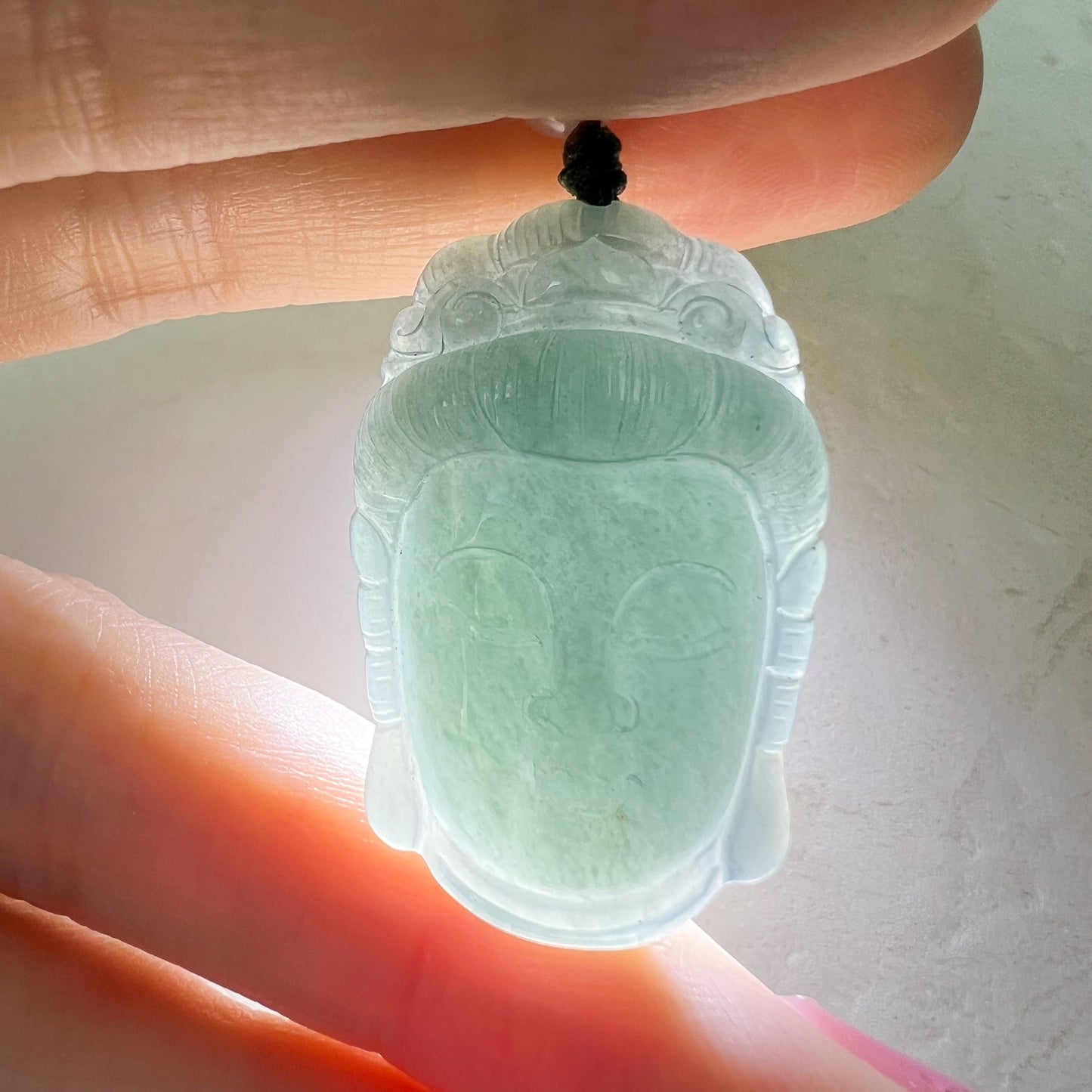 Small Green Blue Jadeite Jade Guan Yin Avalokiteshvara Hand Carved Head Pendant, ZYF-0622-1661265574 - AriaDesignCollection