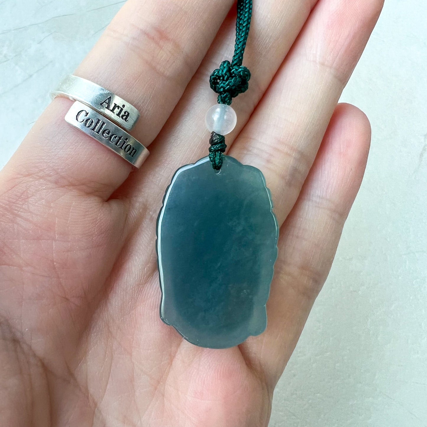 Small Green Blue Jadeite Jade Guan Yin Avalokiteshvara Hand Carved Head Pendant, ZYF-0622-1661265574 - AriaDesignCollection