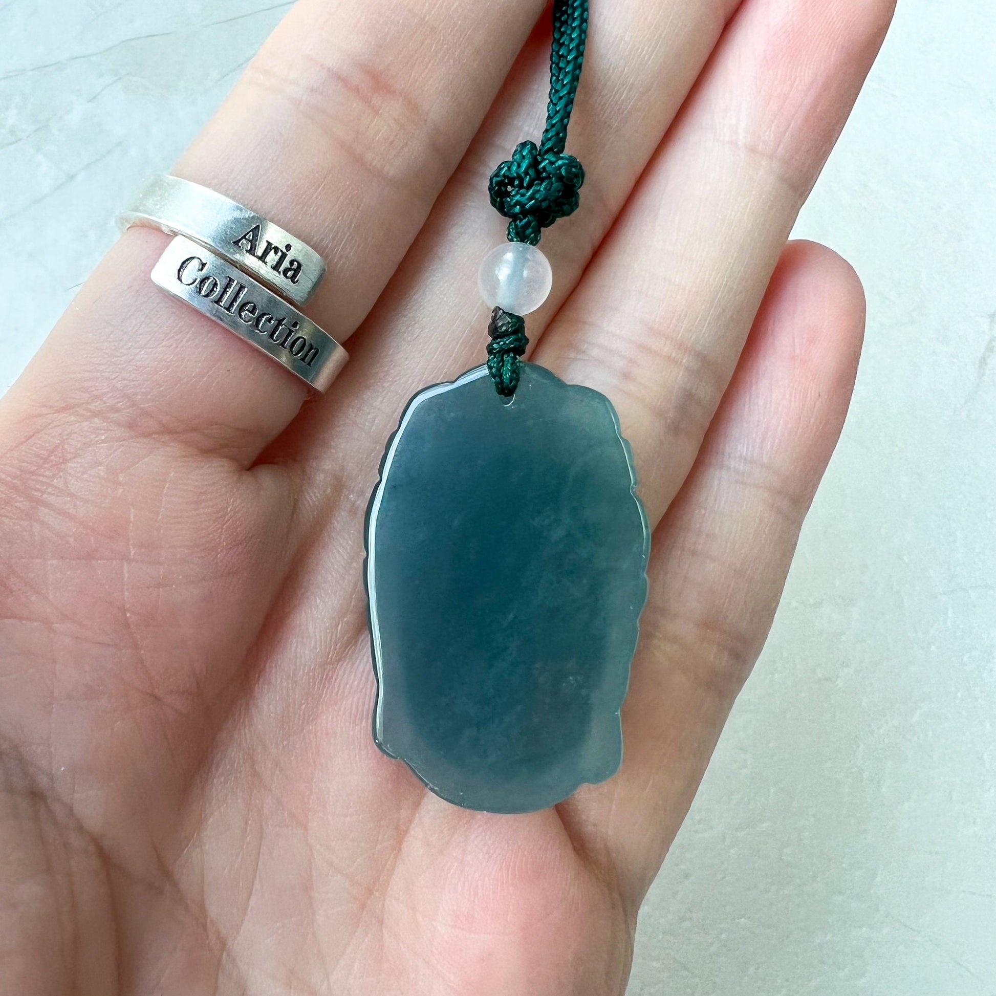 Small Green Blue Jadeite Jade Guan Yin Avalokiteshvara Hand Carved Head Pendant, ZYF-0622-1661265574 - AriaDesignCollection