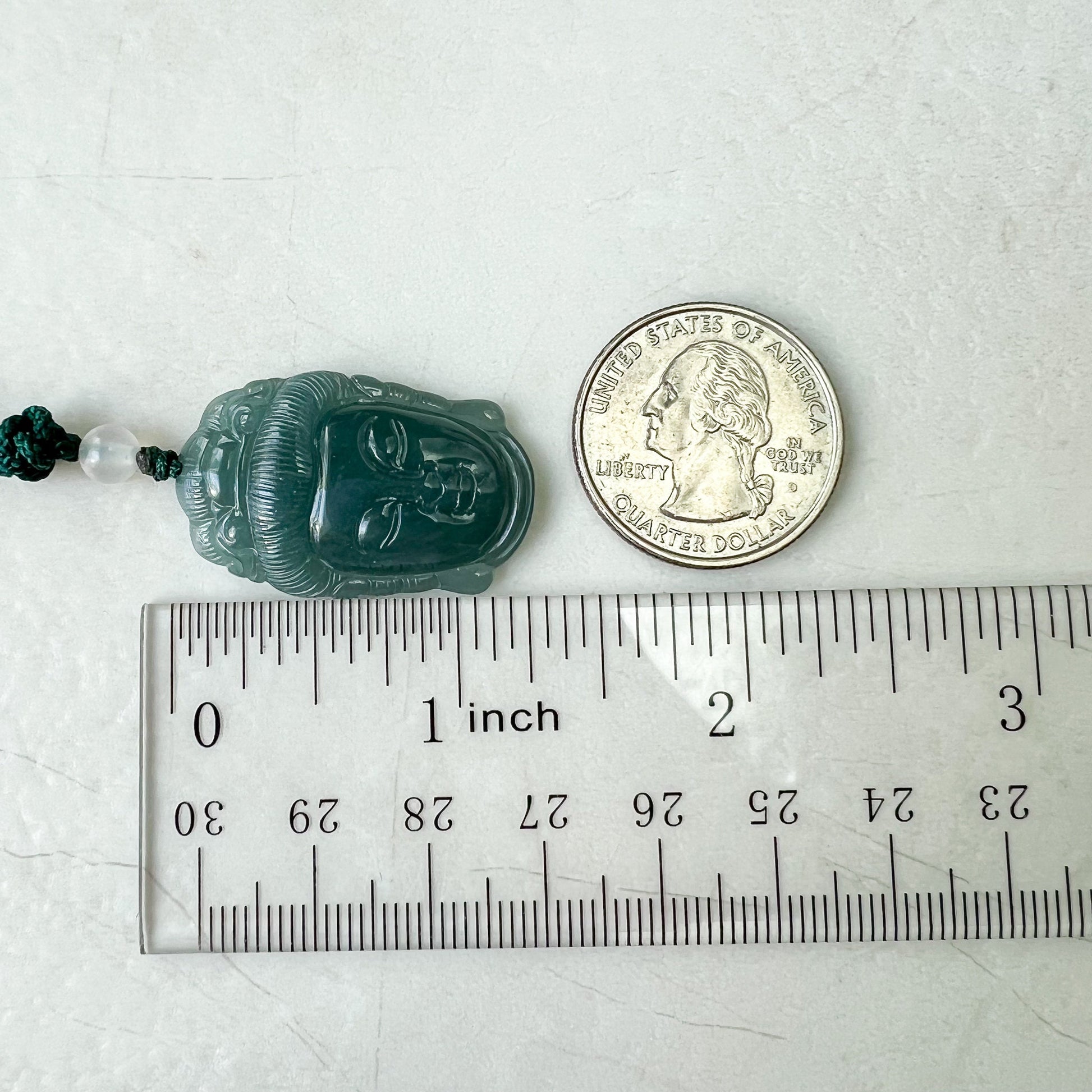 Small Green Blue Jadeite Jade Guan Yin Avalokiteshvara Hand Carved Head Pendant, ZYF-0622-1661265574 - AriaDesignCollection