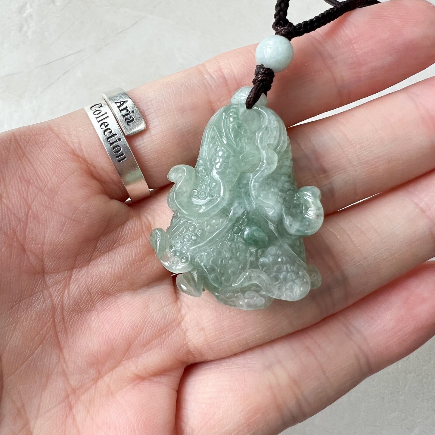 Jadeite Jade Green Cabbage Necklace, Jade Pendant, Jade Necklace, Feng Shui Necklace, YJ-0622-0410950-2 - AriaDesignCollection