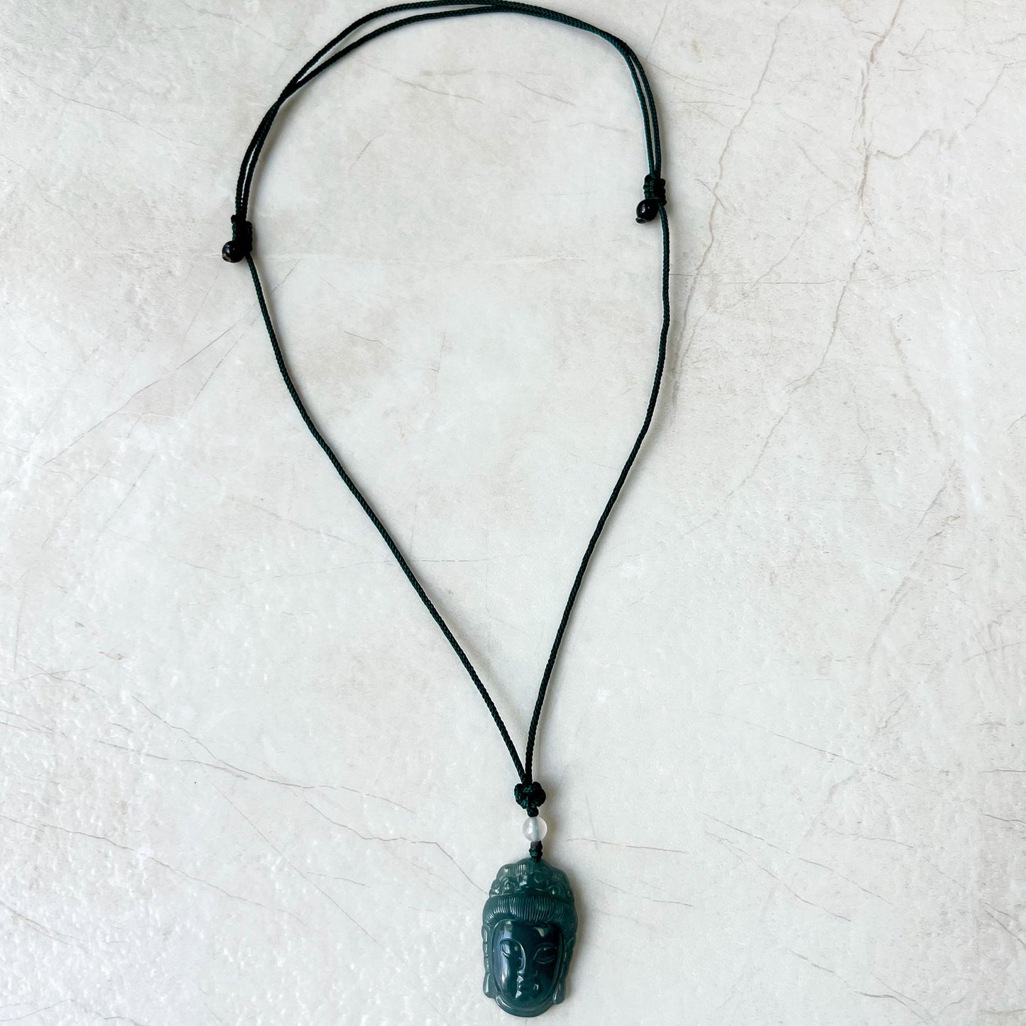 Small Green Blue Jadeite Jade Guan Yin Avalokiteshvara Hand Carved Head Pendant, ZYF-0622-1661265574 - AriaDesignCollection