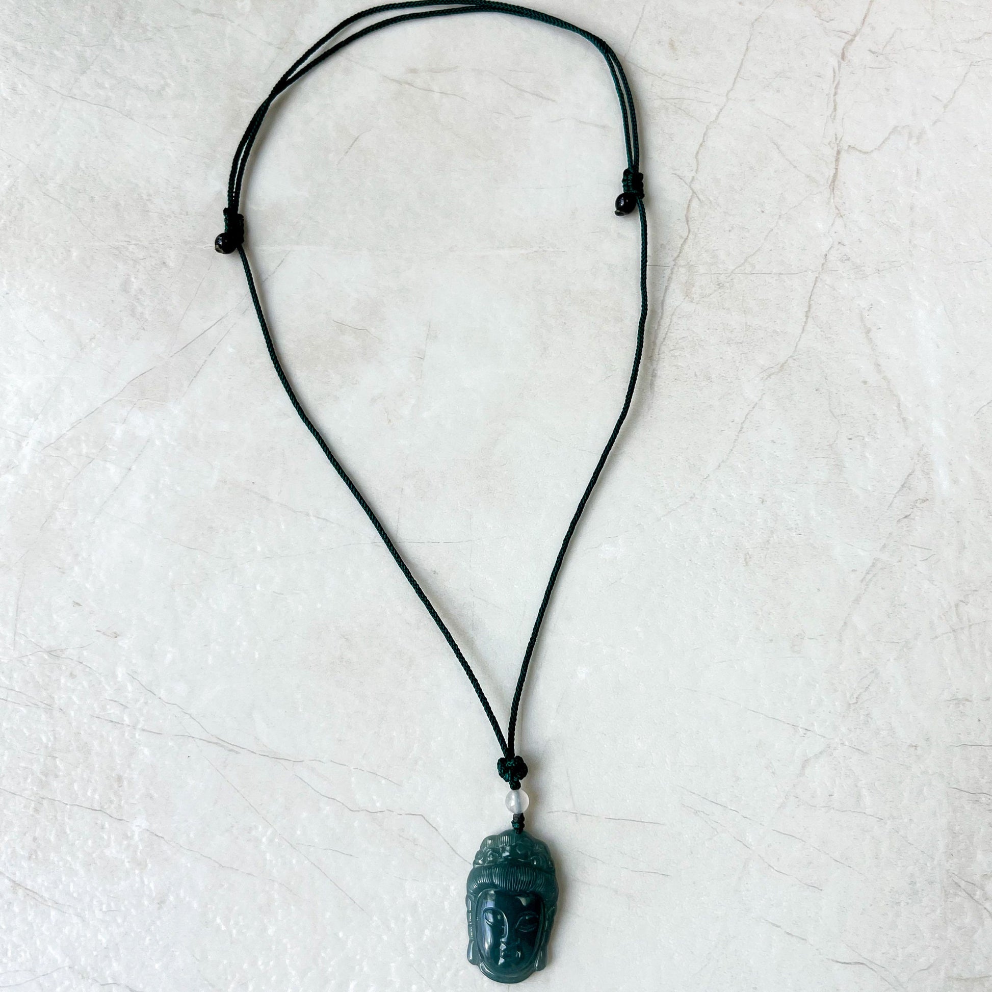 Small Green Blue Jadeite Jade Guan Yin Avalokiteshvara Hand Carved Head Pendant, ZYF-0622-1661265574 - AriaDesignCollection