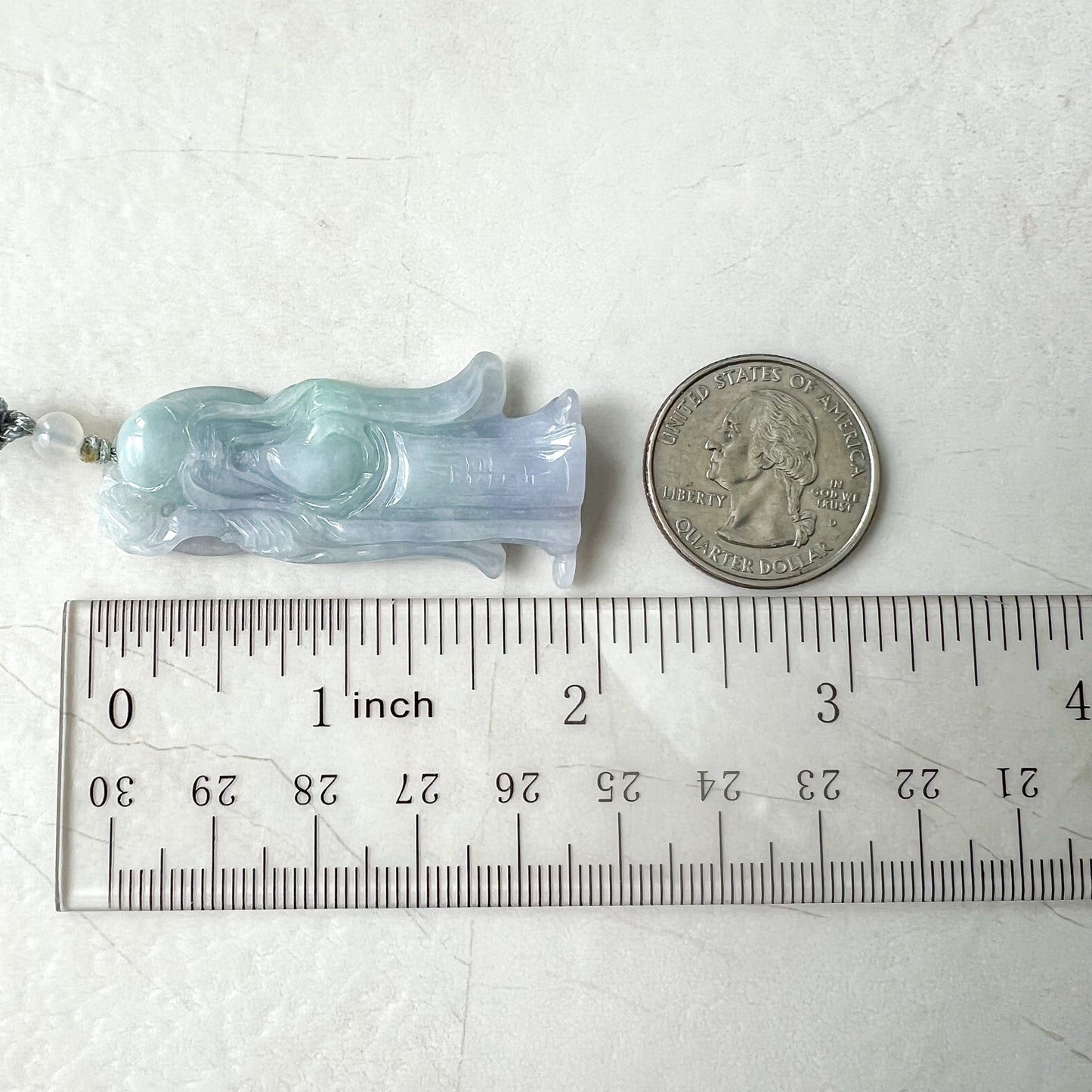 Purple Jadeite Jade Longevity God, Shou Xing,  Carved Pendant Necklace, ZYF-0622-1661279709 - AriaDesignCollection