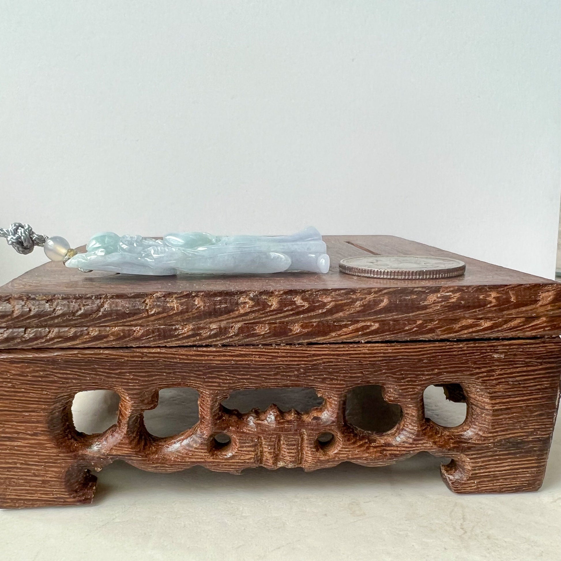 Purple Jadeite Jade Longevity God, Shou Xing,  Carved Pendant Necklace, ZYF-0622-1661279709 - AriaDesignCollection