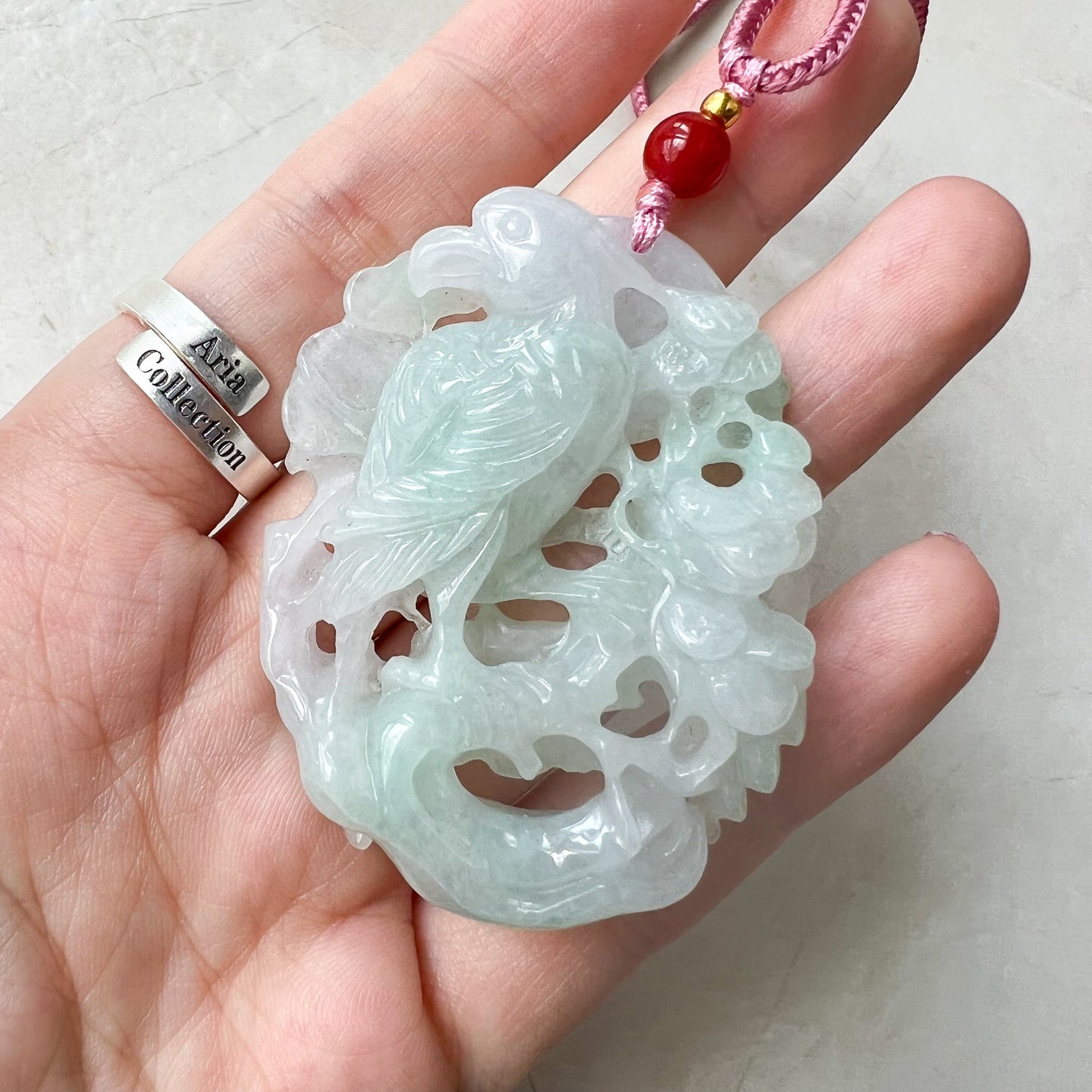 Jadeite Jade Bird Parrot Eagle Necklace Hand Carved Pendant, ZYF-0622-1661358387 - AriaDesignCollection
