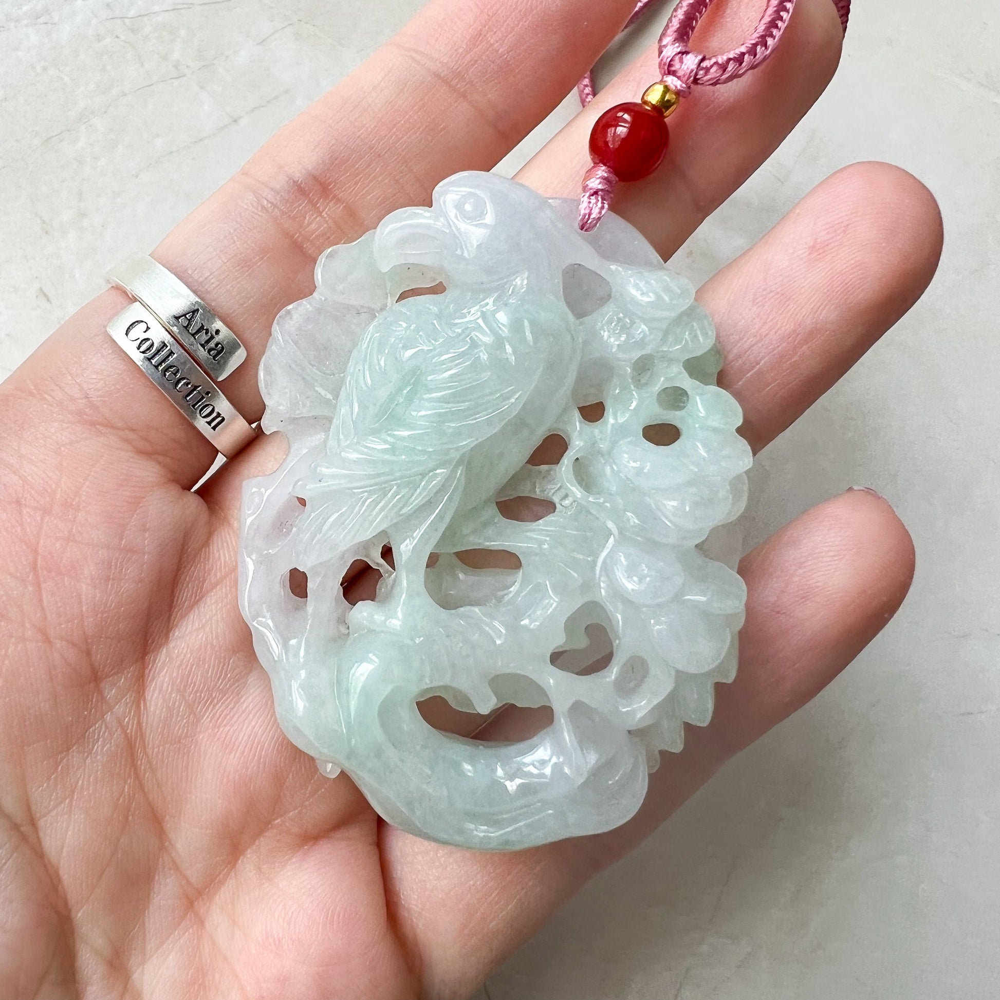 Jadeite Jade Bird Parrot Eagle Necklace Hand Carved Pendant, ZYF-0622-1661358387 - AriaDesignCollection