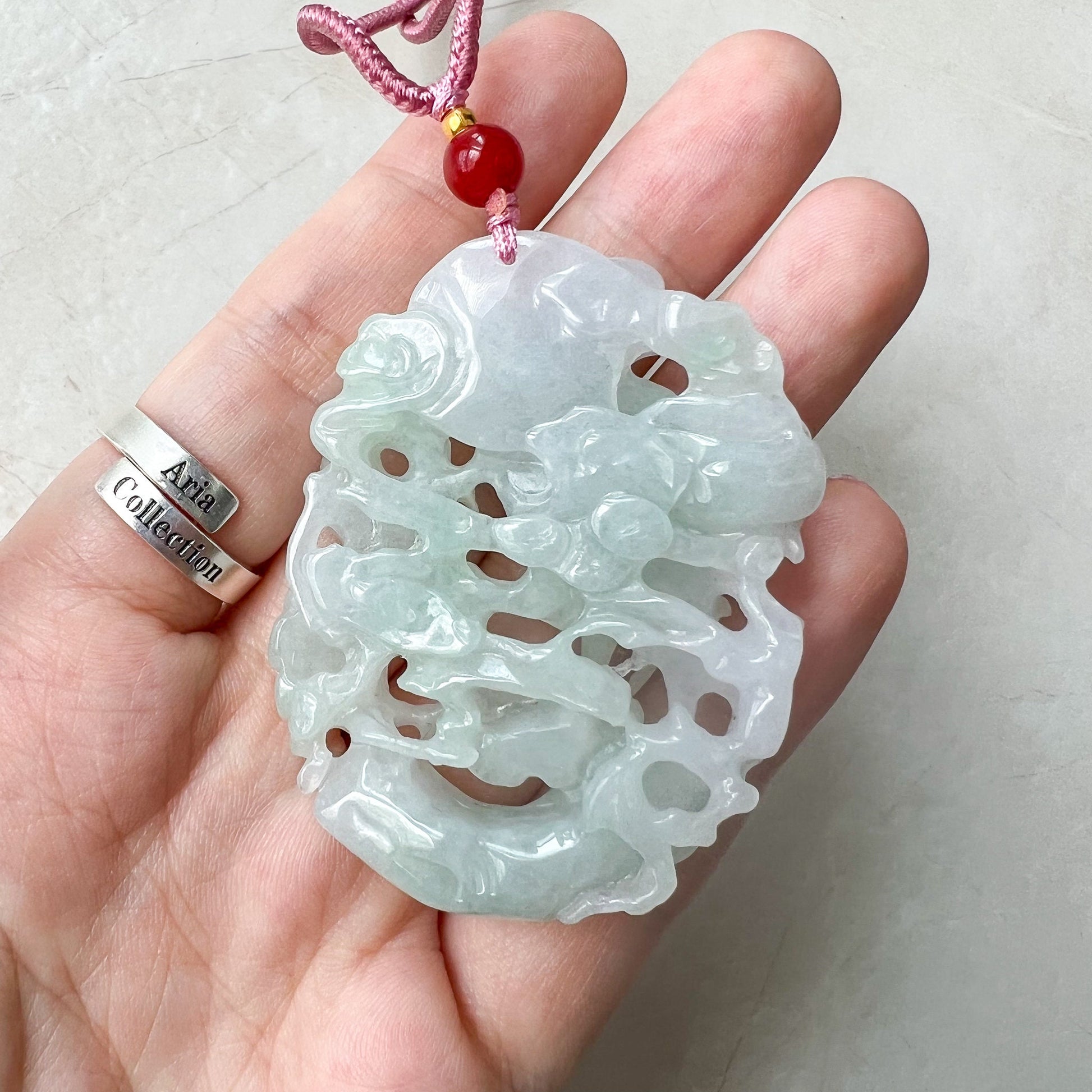 Jadeite Jade Bird Parrot Eagle Necklace Hand Carved Pendant, ZYF-0622-1661358387 - AriaDesignCollection