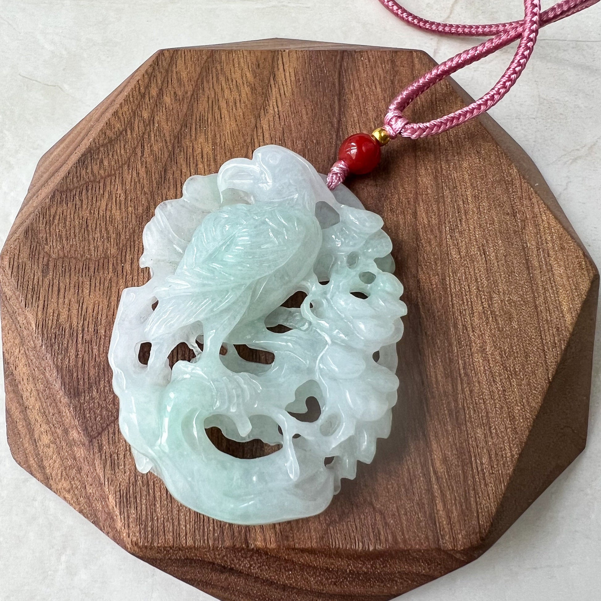 Jadeite Jade Bird Parrot Eagle Necklace Hand Carved Pendant, ZYF-0622-1661358387 - AriaDesignCollection
