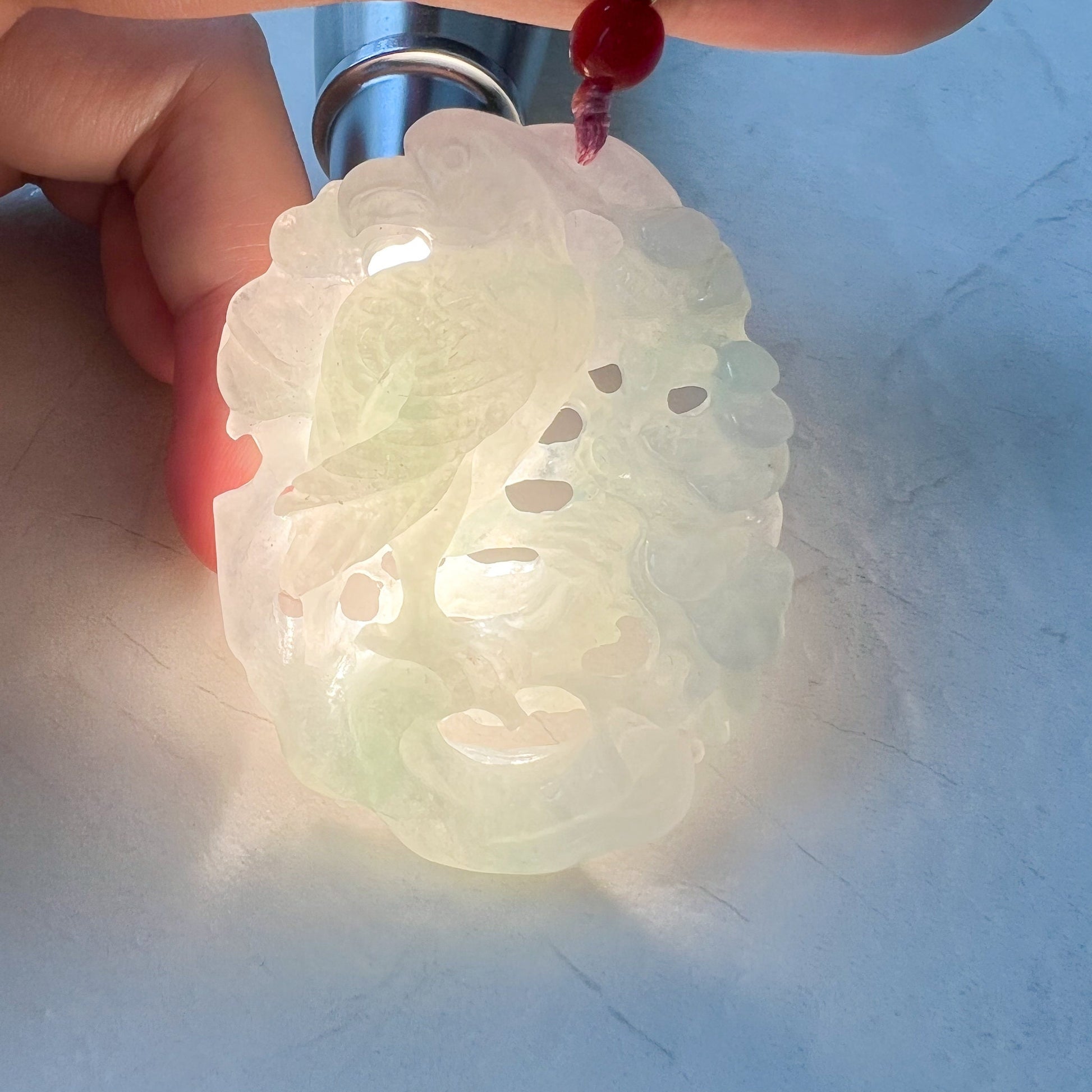 Jadeite Jade Bird Parrot Eagle Necklace Hand Carved Pendant, ZYF-0622-1661358387 - AriaDesignCollection