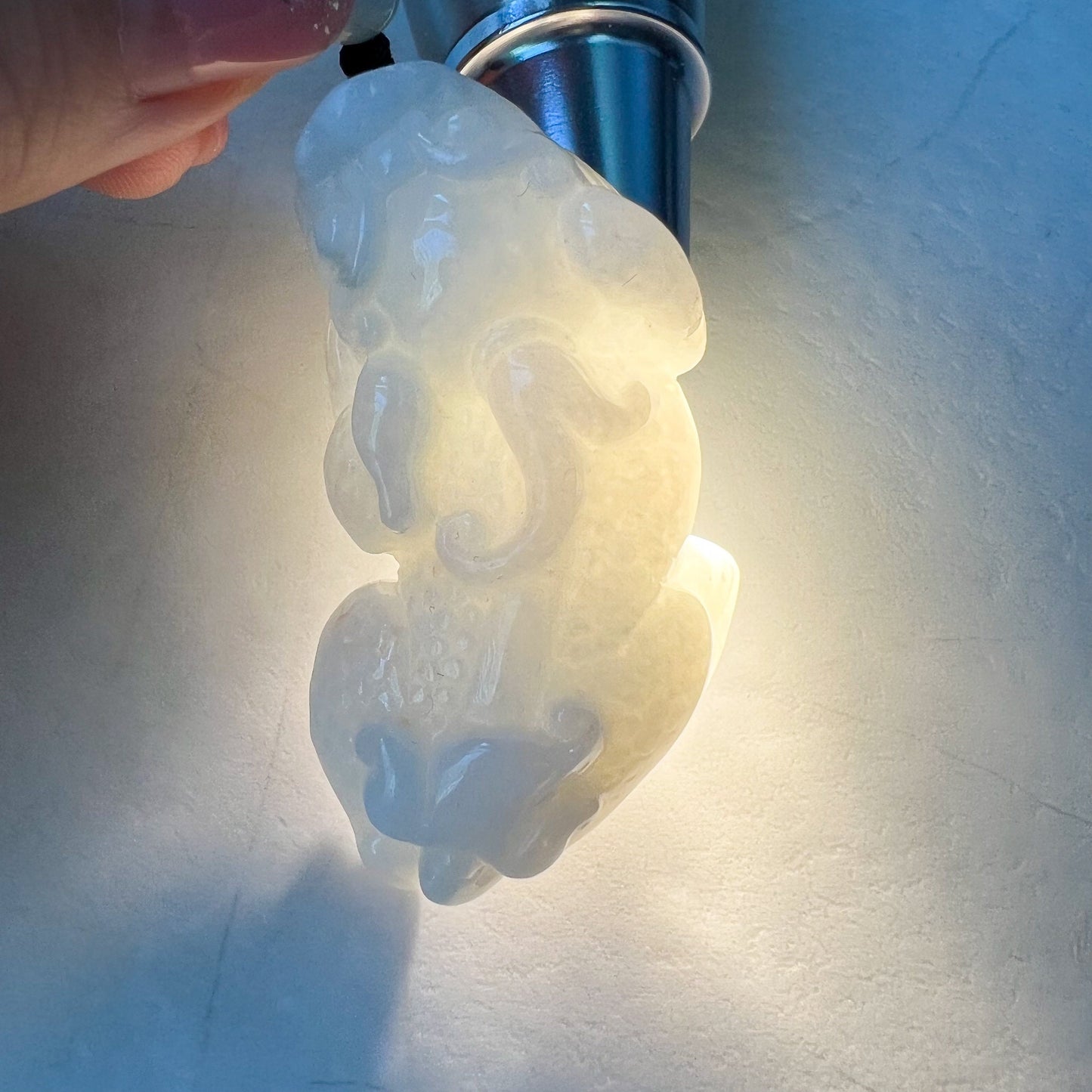 White Jadeite Jade Dragon Pixiu Pi Xiu, , Dragon Chinese Carved Pendant, FCSG-0322-1661460704 - AriaDesignCollection