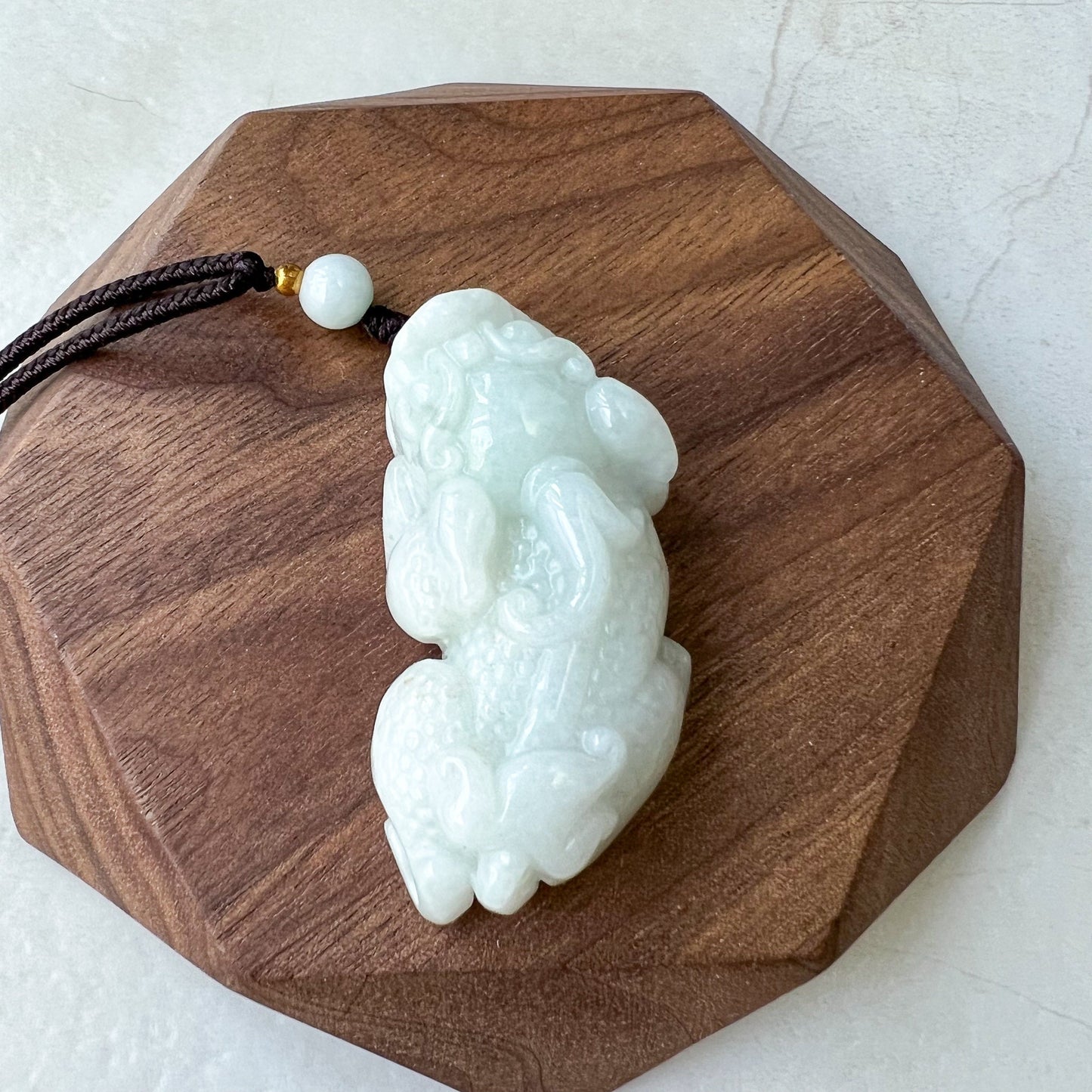 White Jadeite Jade Dragon Pixiu Pi Xiu, , Dragon Chinese Carved Pendant, FCSG-0322-1661460704 - AriaDesignCollection