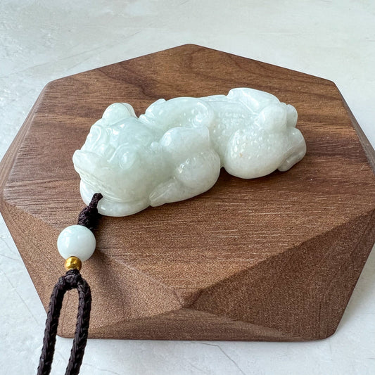 White Jadeite Jade Dragon Pixiu Pi Xiu, , Dragon Chinese Carved Pendant, FCSG-0322-1661460704 - AriaDesignCollection