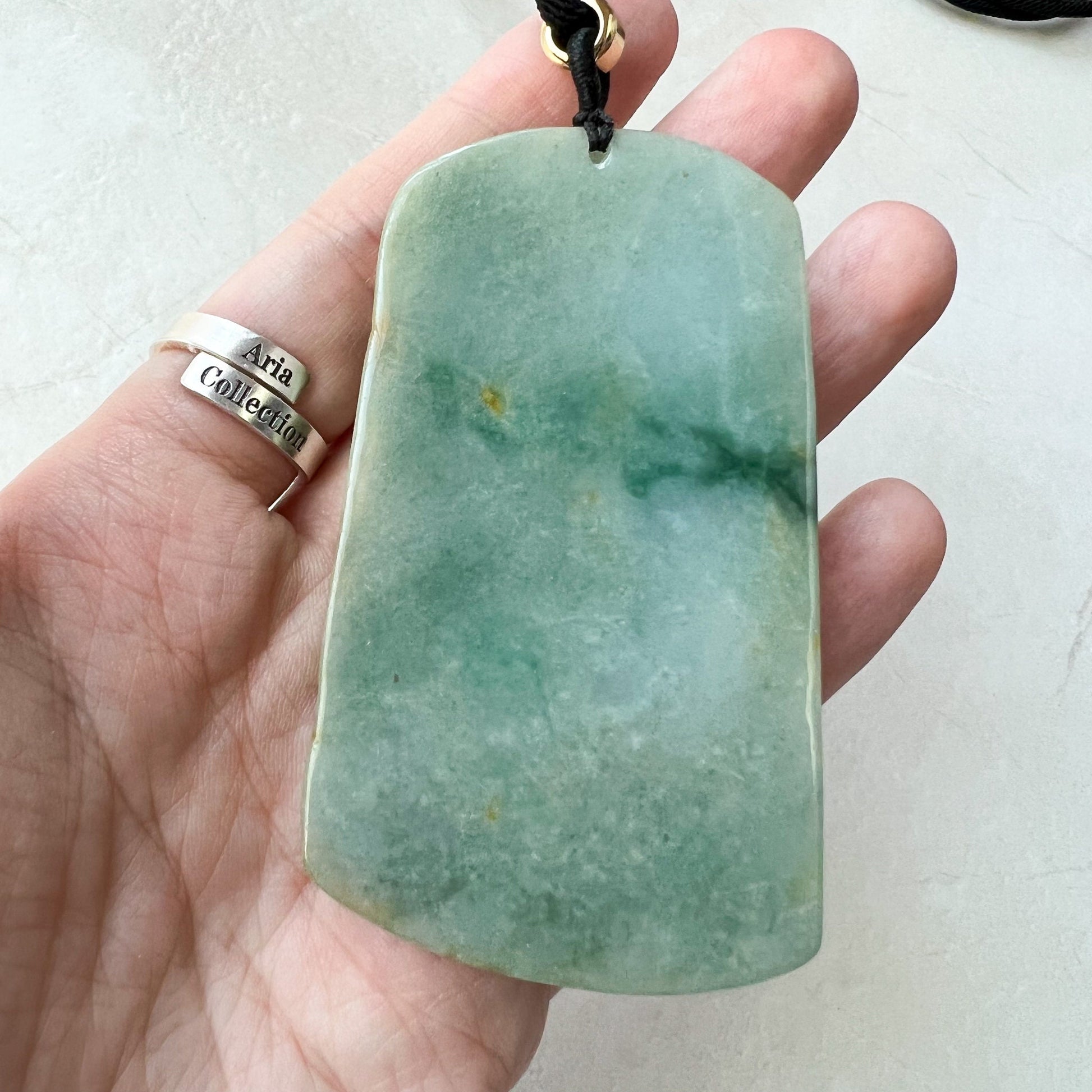 Green Jadeite Jade Dragon Chinese Zodiac Hand Carved Pendant Necklace, YJ-0622-0373772 - AriaDesignCollection
