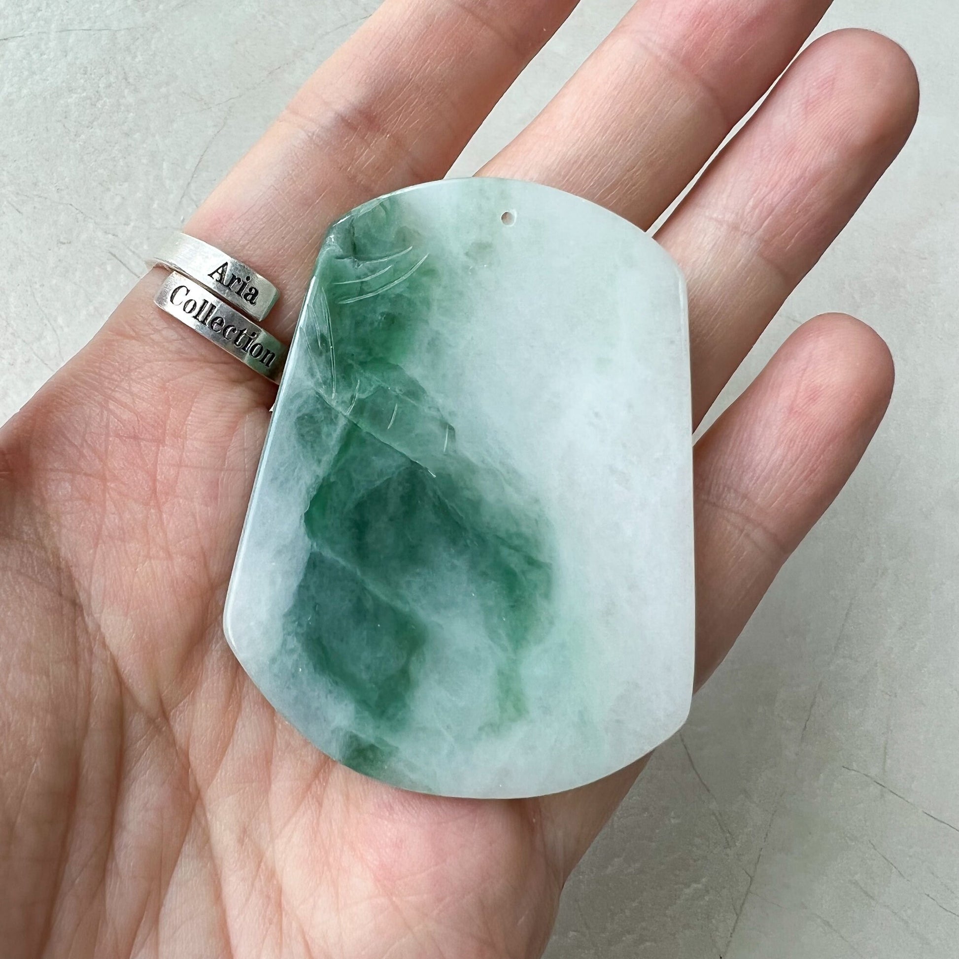 Green White Jadeite Jade Deer in Forest Hand Carved Pendant Necklace, YJ-0622-0379019 - AriaDesignCollection
