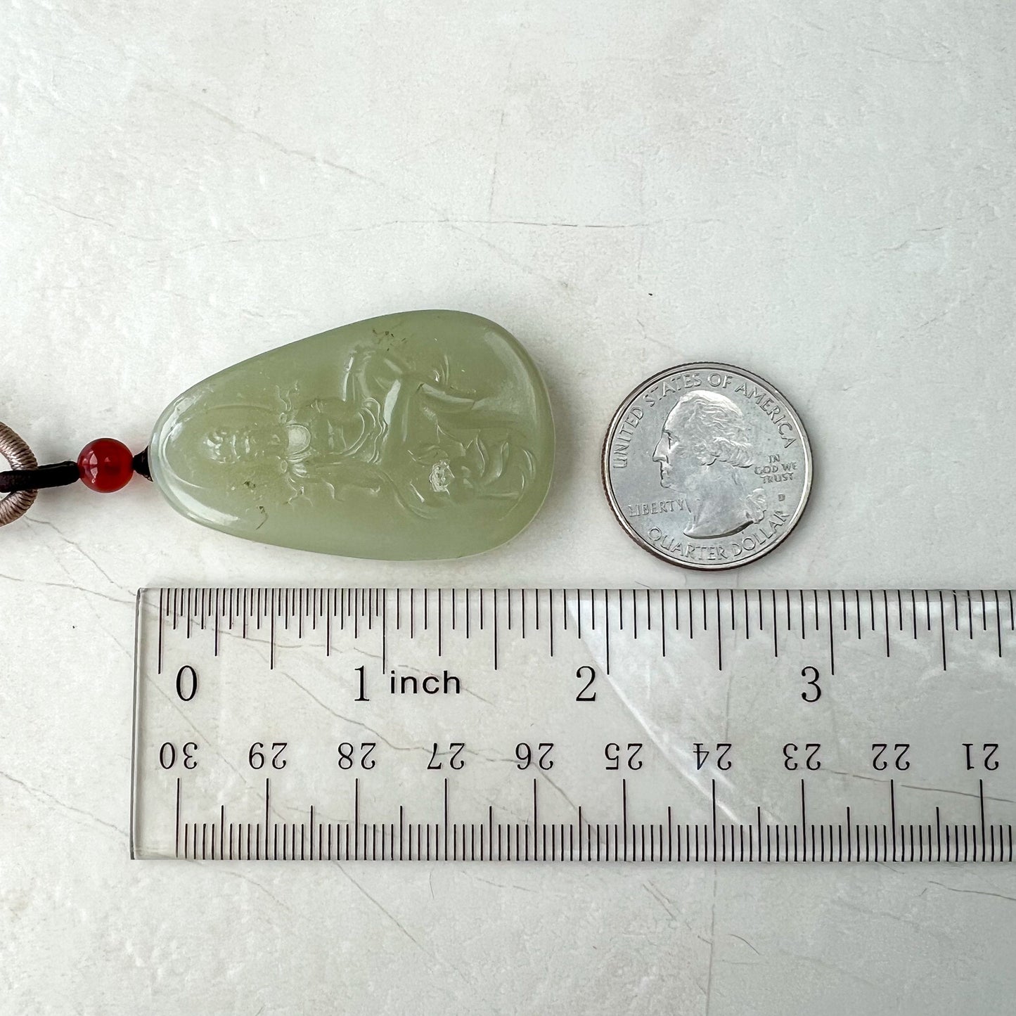 Light Green Yellow Nephrite Jade Guan Yin Necklace, Quan Am, , JS-0922-1667880614 - AriaDesignCollection