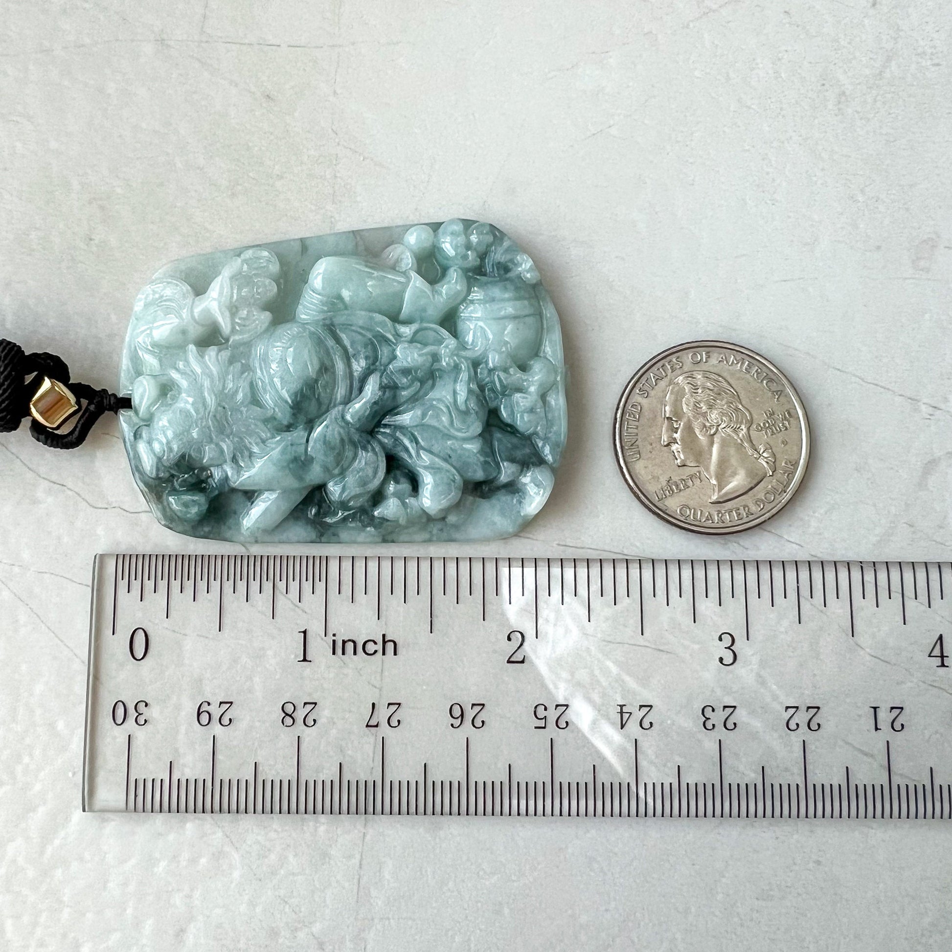 Zhong Kui, , Jadeite Jade Pendant Necklace, Chinese Mythology God of Protection, YJ-0622-0379118 - AriaDesignCollection