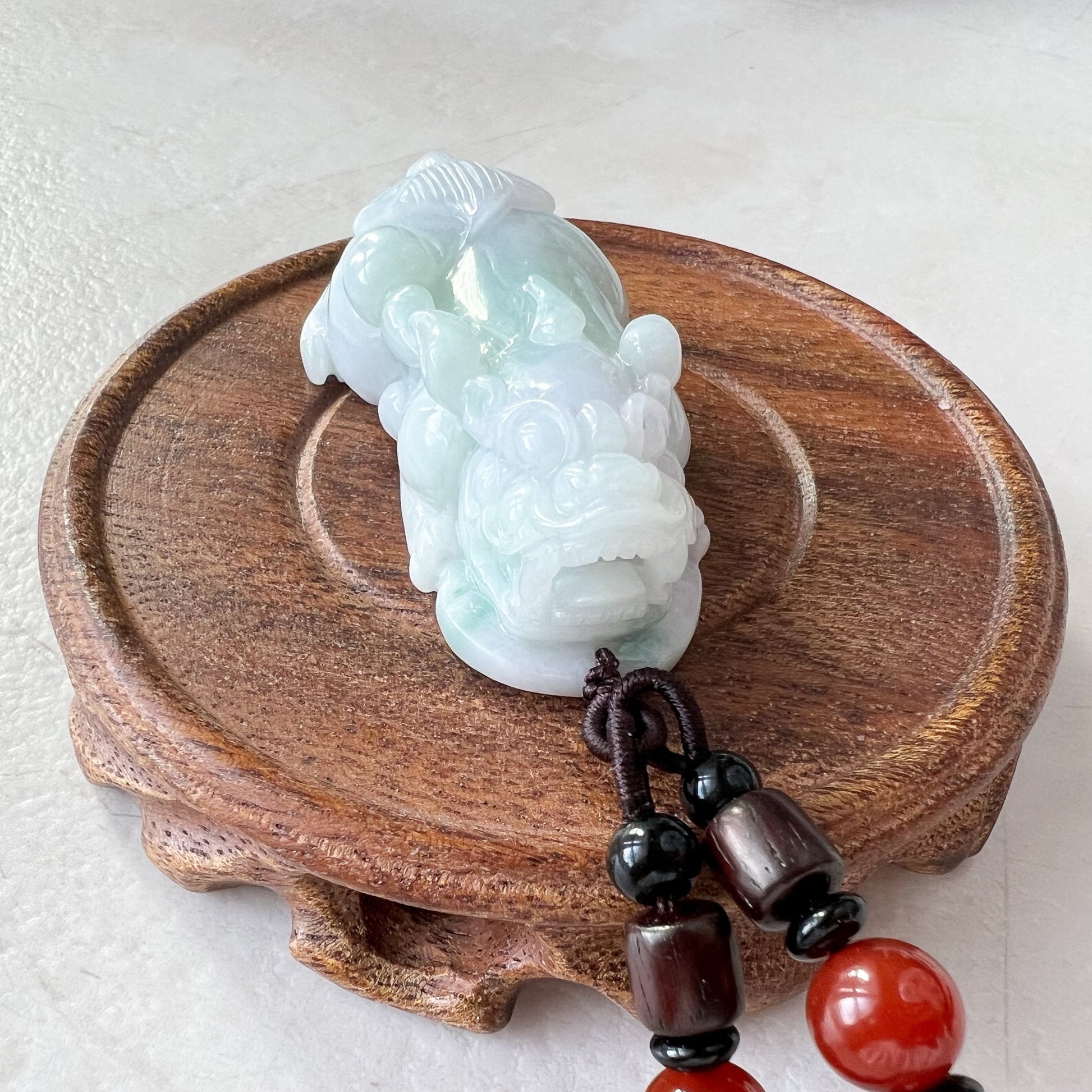 Jadeite Jade Dragon Pixiu Dragon Chinese Hand Carved Statue, Figurine, Display, Decoration, Light Purple Green Jade, YGR-0722-1667968234 - AriaDesignCollection