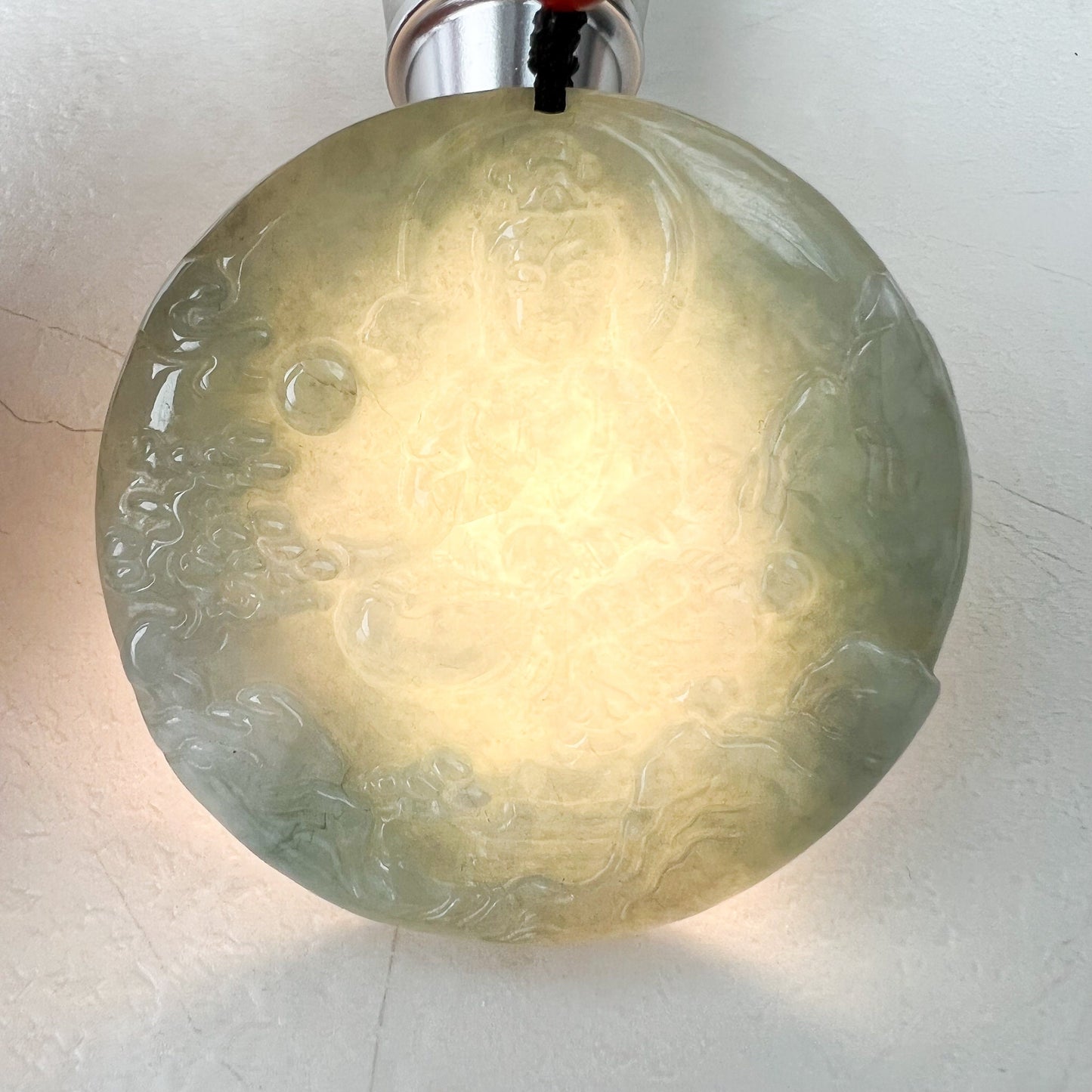 Jadeite Jade Guan Yin Mountain Landscape Avalokiteshvara, Quan Am, 观音, Hand Carved Pendant Necklace, YJ-0622-1668988969 - AriaDesignCollection