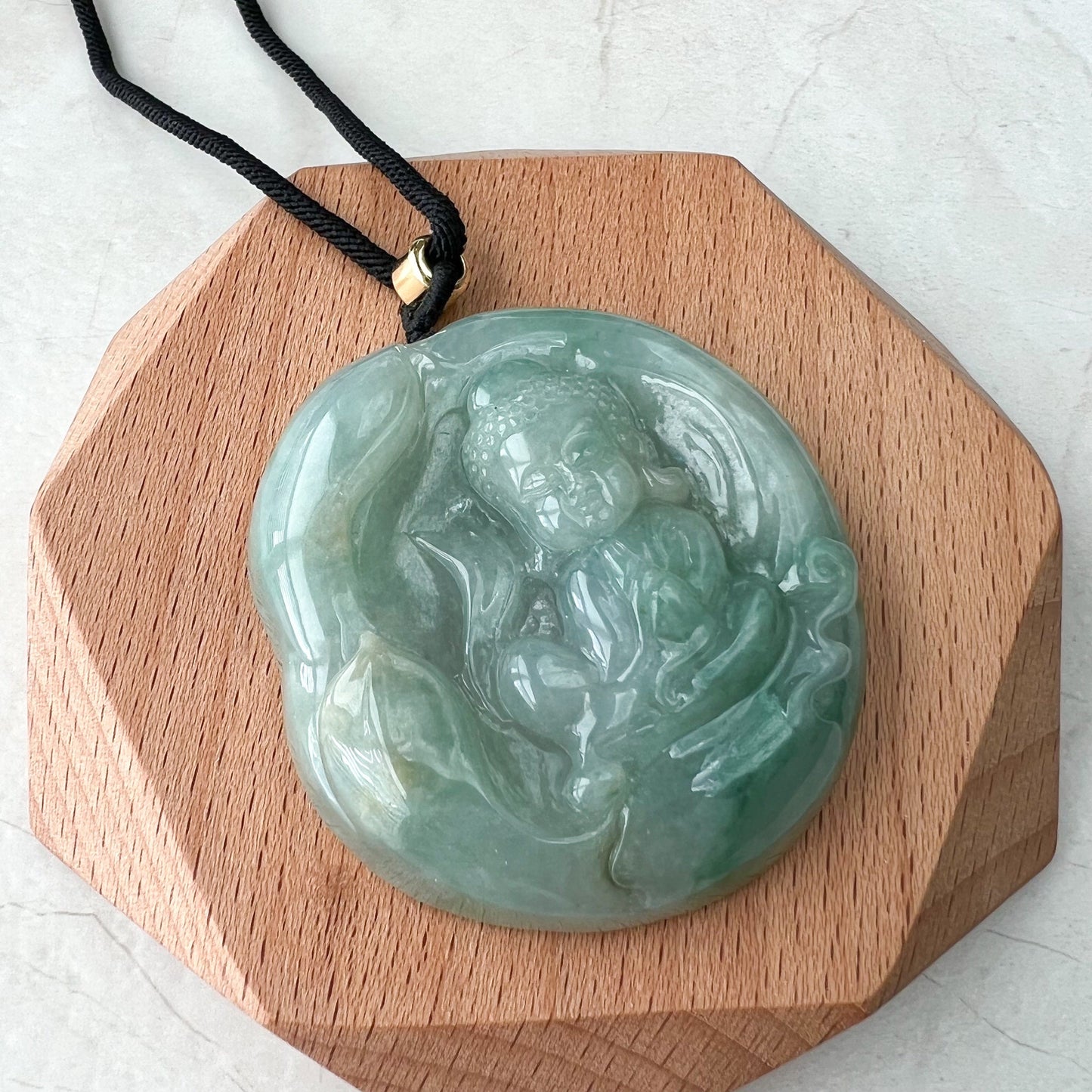 Large Jadeite Jade Baby Buddha Necklace, 宝宝佛, YJ-0722-0004953 - AriaDesignCollection