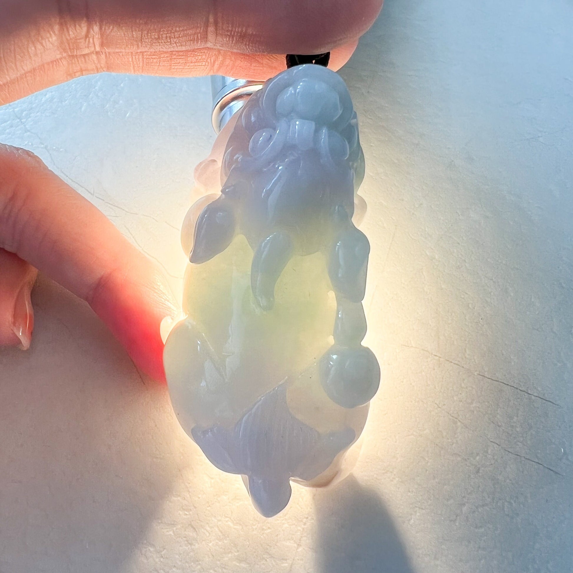 Jadeite Jade Dragon Pixiu Dragon Chinese Hand Carved Statue, Figurine, Display, Decoration, Light Purple Green Jade, YGR-0722-1667968234 - AriaDesignCollection