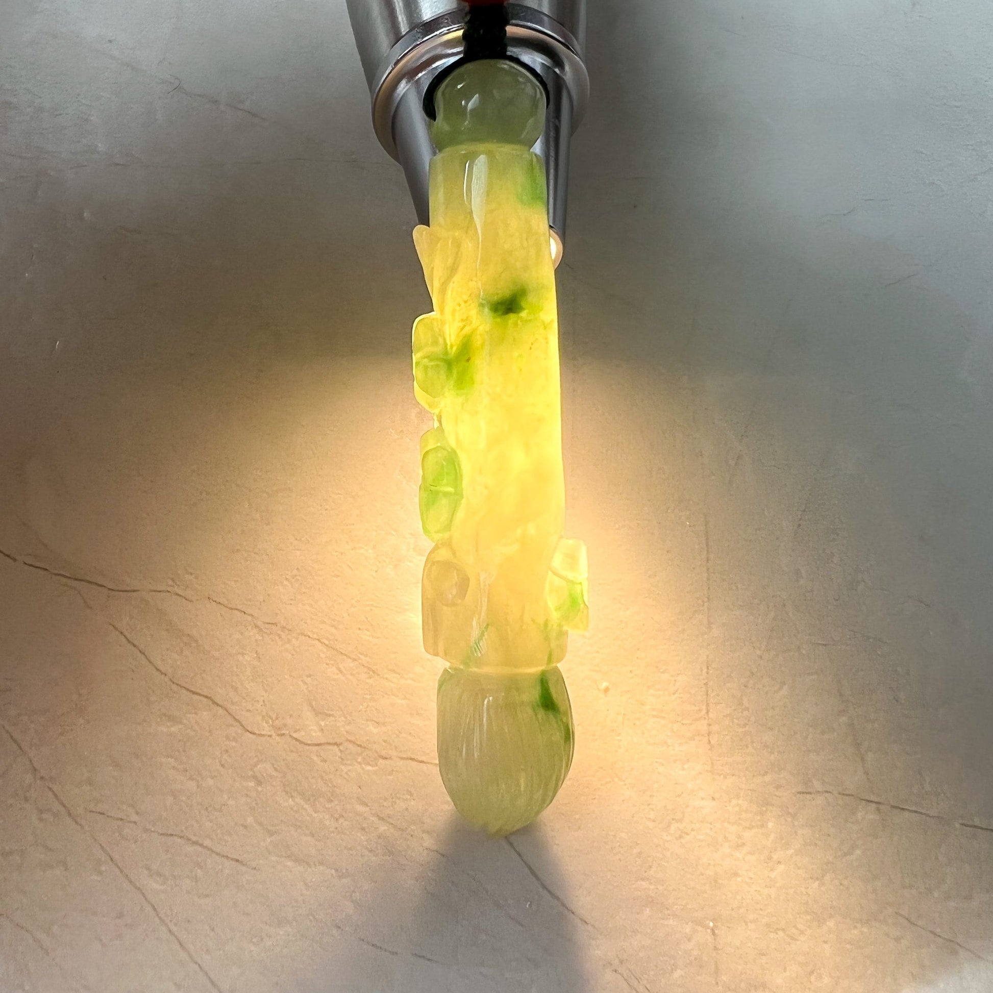 Green Translucent Jade Paint Brush Pendant, Jadeite Jade Hand Carved Pendant Necklace, FCSG-1221-1654981231 - AriaDesignCollection